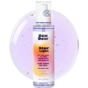 Snail Mucin Face Serum, 3.38 Oz – Star Light by Zen Dew – Silky Smooth Korean Glow Serum that Restores Moisture and Leaves Skin Brighter, Plumper, Soothed and Beautifully Smooth
