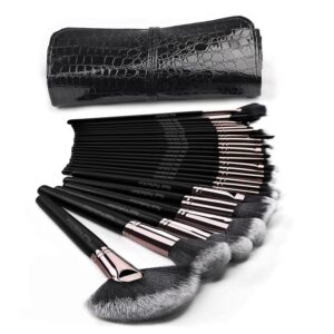 Real Perfection Makeup Brushes 24pcs Makeup Brush Set Premium Synthetic Powder Foundation Contour Blush Concealer Eye Shadow Blending Liner Make Up Brush Kit with Case