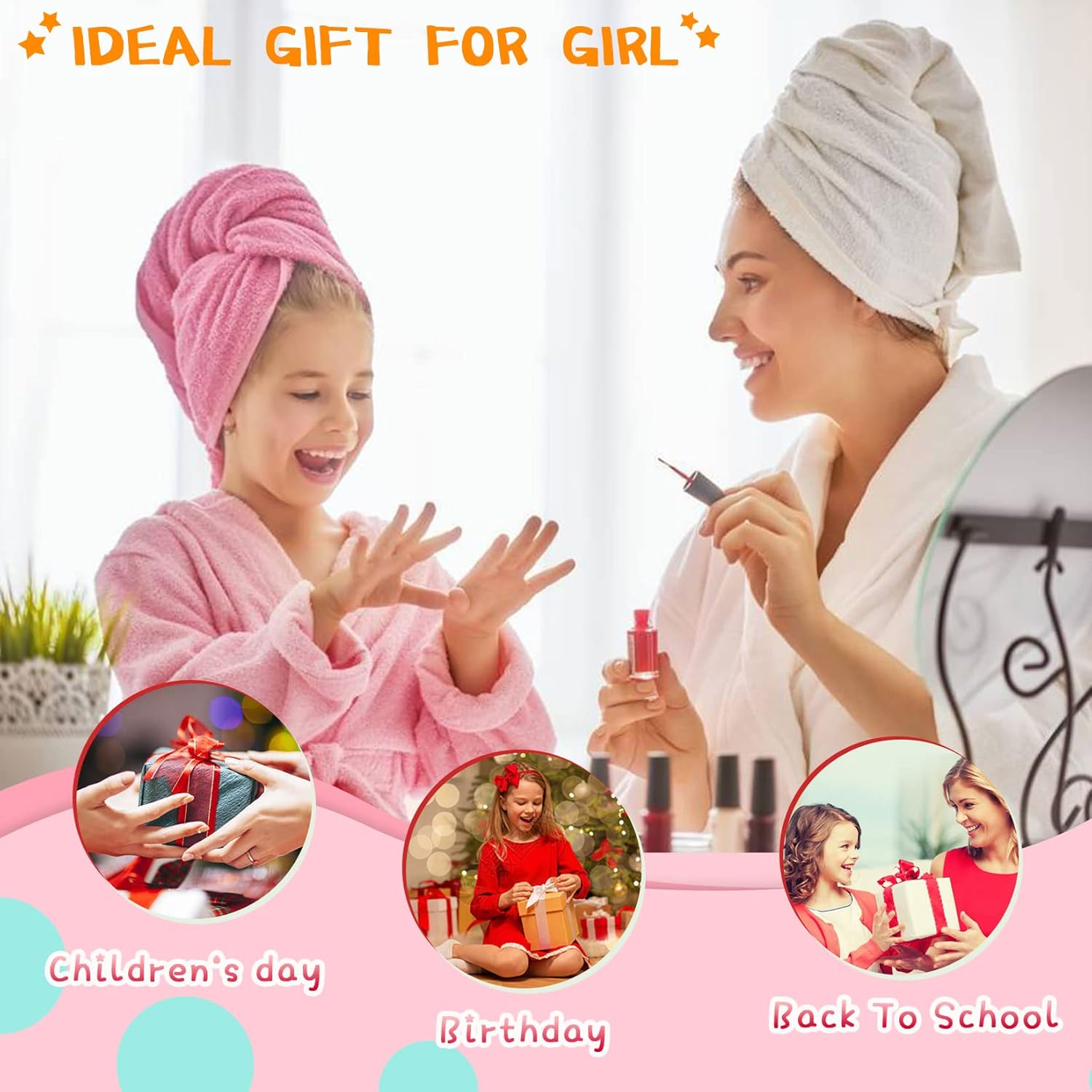 12 Rainbow Colors Peel-Off Kids Washable Quick Dry Girls Nail Polish Kit for Kids Teen Little GirlsToddler Ages 3-12 - Image 5