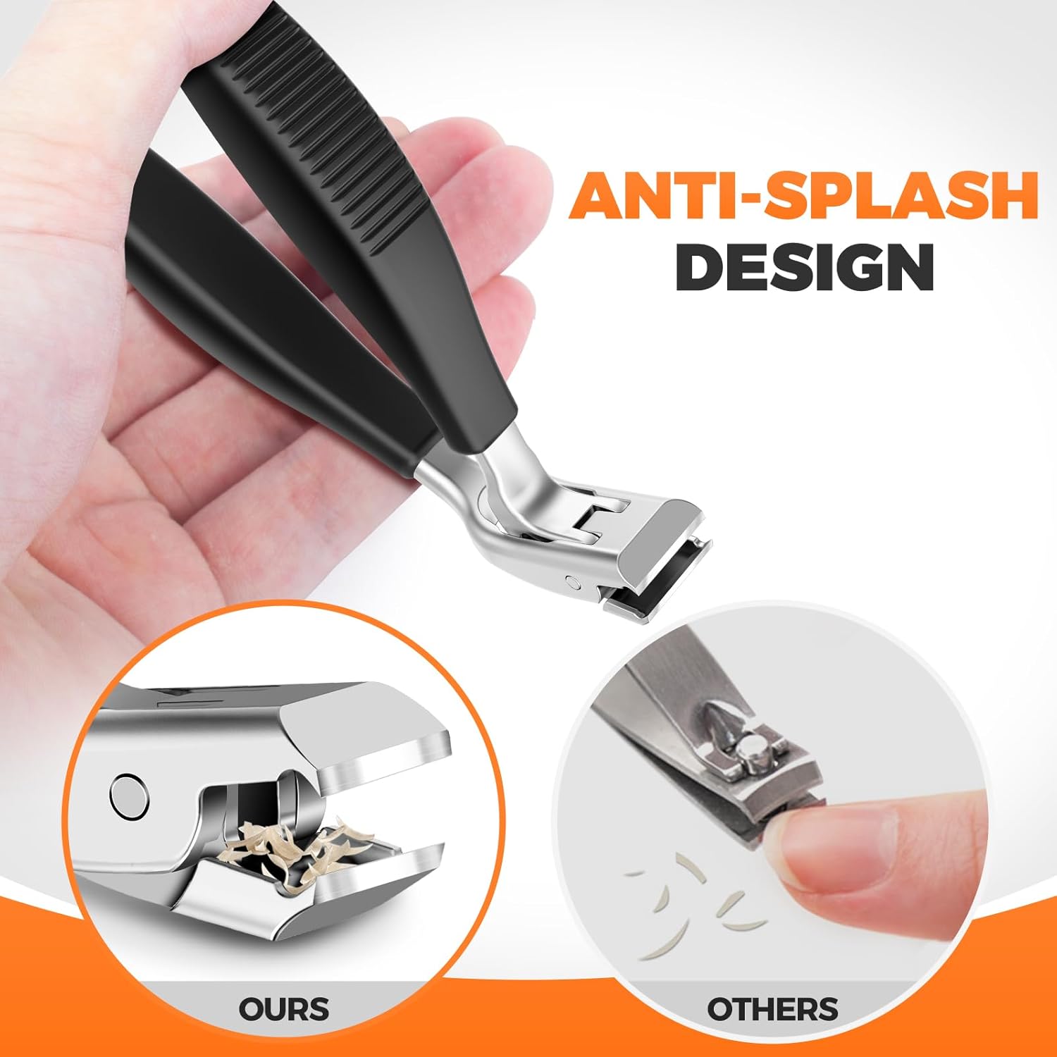 Angled Head Toe Nail Clippers for Thick Nails for Seniors, Straight Large Nail Clippers for Men with Catcher, Heavy Duty Toenail Clippers for Thick Toenails with Ergonomic Long Handle - Image 6