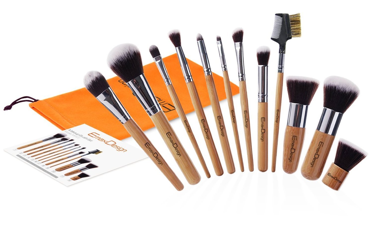 12 Pieces Makeup Brush Set Professional Bamboo Handle Premium Synthetic Kabuki Foundation Blending Blush Concealer Eye Face Liquid Powder Cream Cosmetics Brushes Kit With Bag - Image 2