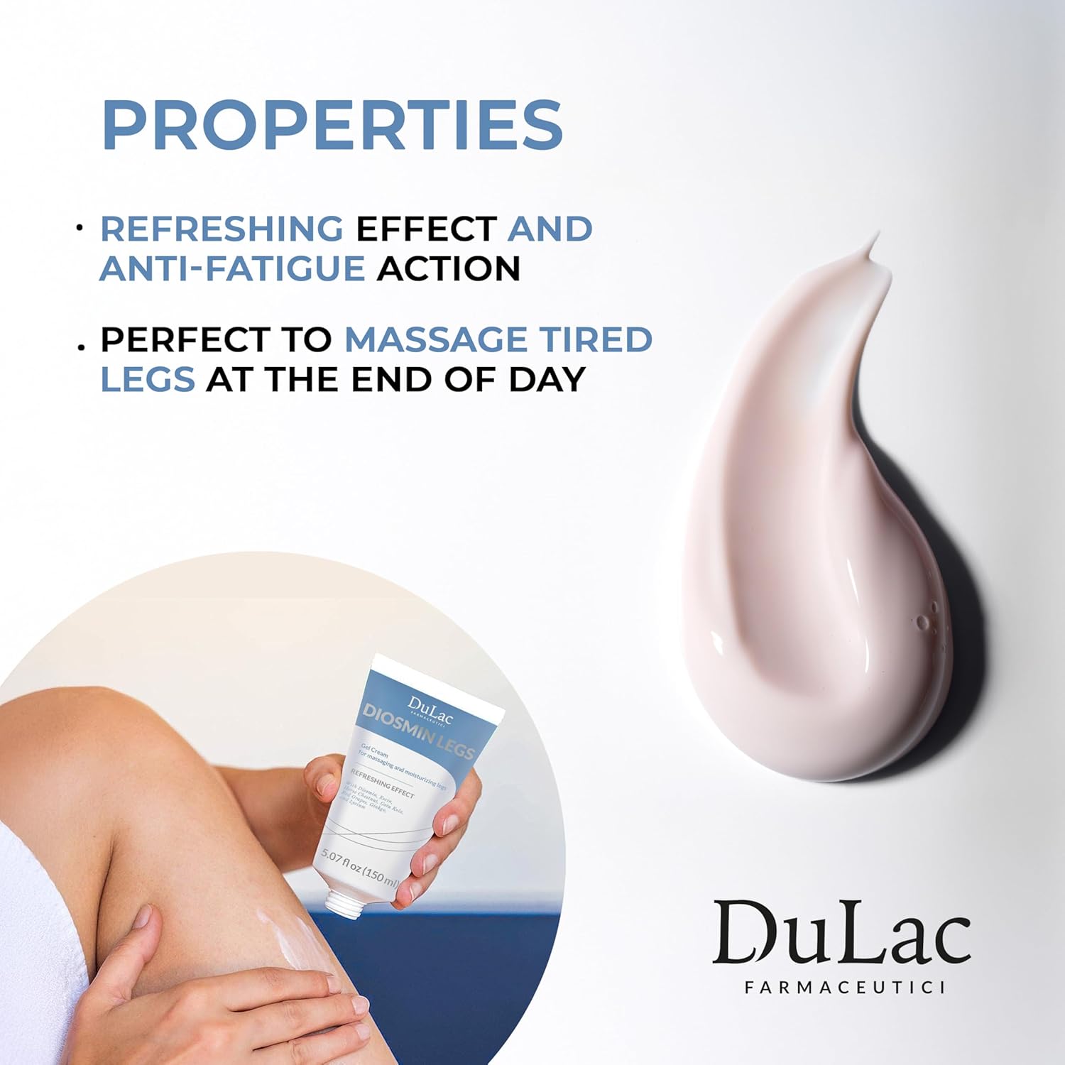 Dulàc - Diosmin Legs 5.07 Fl Oz - Varicose Veins Treatment for Legs, Gel Cream for Circulation and Spider Veins, Cooling Effect Diosmin and Horse Chestnut Cream for Leg Swelling Relief - Image 3