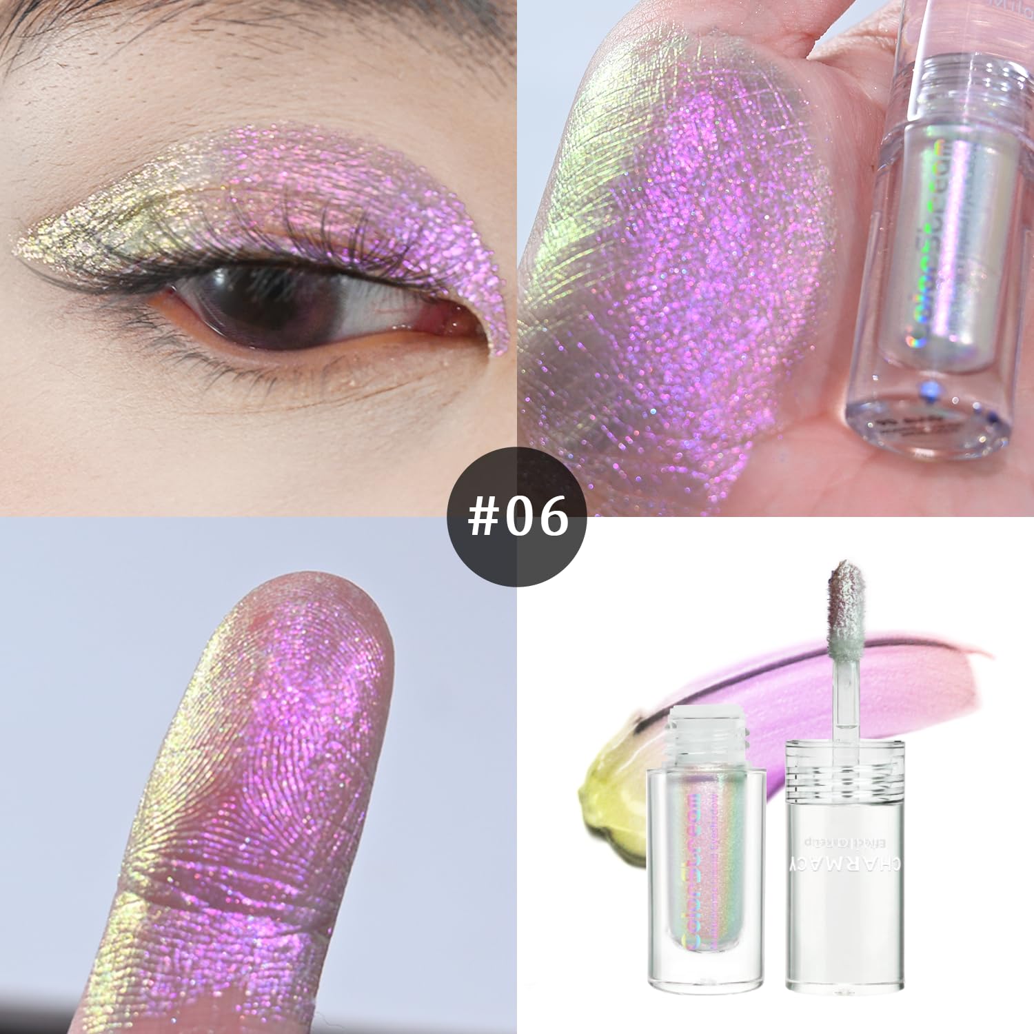 CHARMACY Chameleon Liquid Eyeshadow, Intense Color Shifting, Highly Pigment Multichrome Eyeshadow Liquid Makeup, Long Lasting, Shimmer, Easy To Wear Metallic Eye Makeup, 1.6g (#06) - Image 2