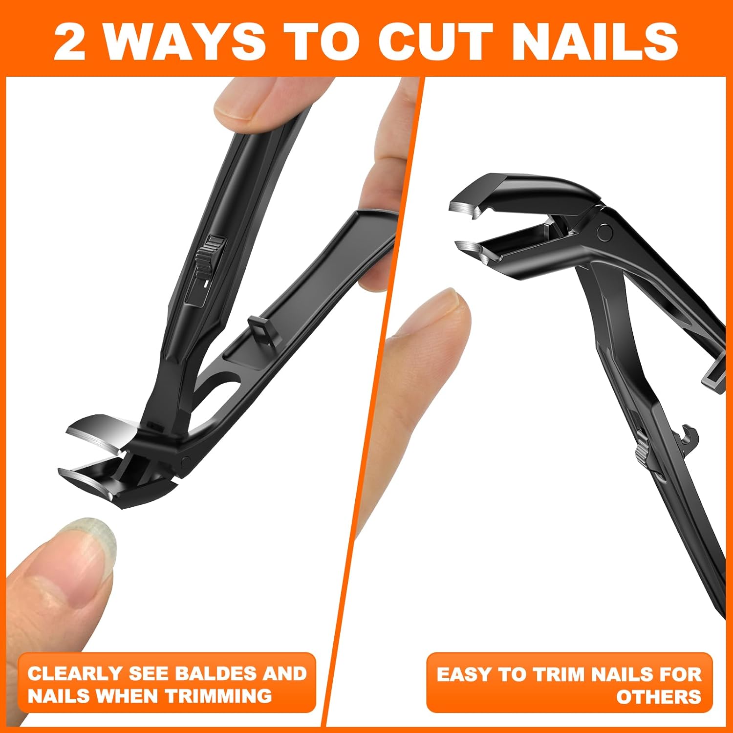 Toenail Clippers for Seniors Thick Toenails, Upgrade Angled Head Large Toe Nail Clippers for Men with Wide Jaw Opening, Sharp Heavy Duty Fingernail Clipper Cutter with Catcher Long Handle -Black - Image 7