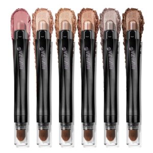 Neutral Eyeshadow Stick Makeup Set, Brown Nude Metallic Shimmer Matte Cream Eye Shadow Eyeliner Brightener Pencil Crayon - BROWN CANYON