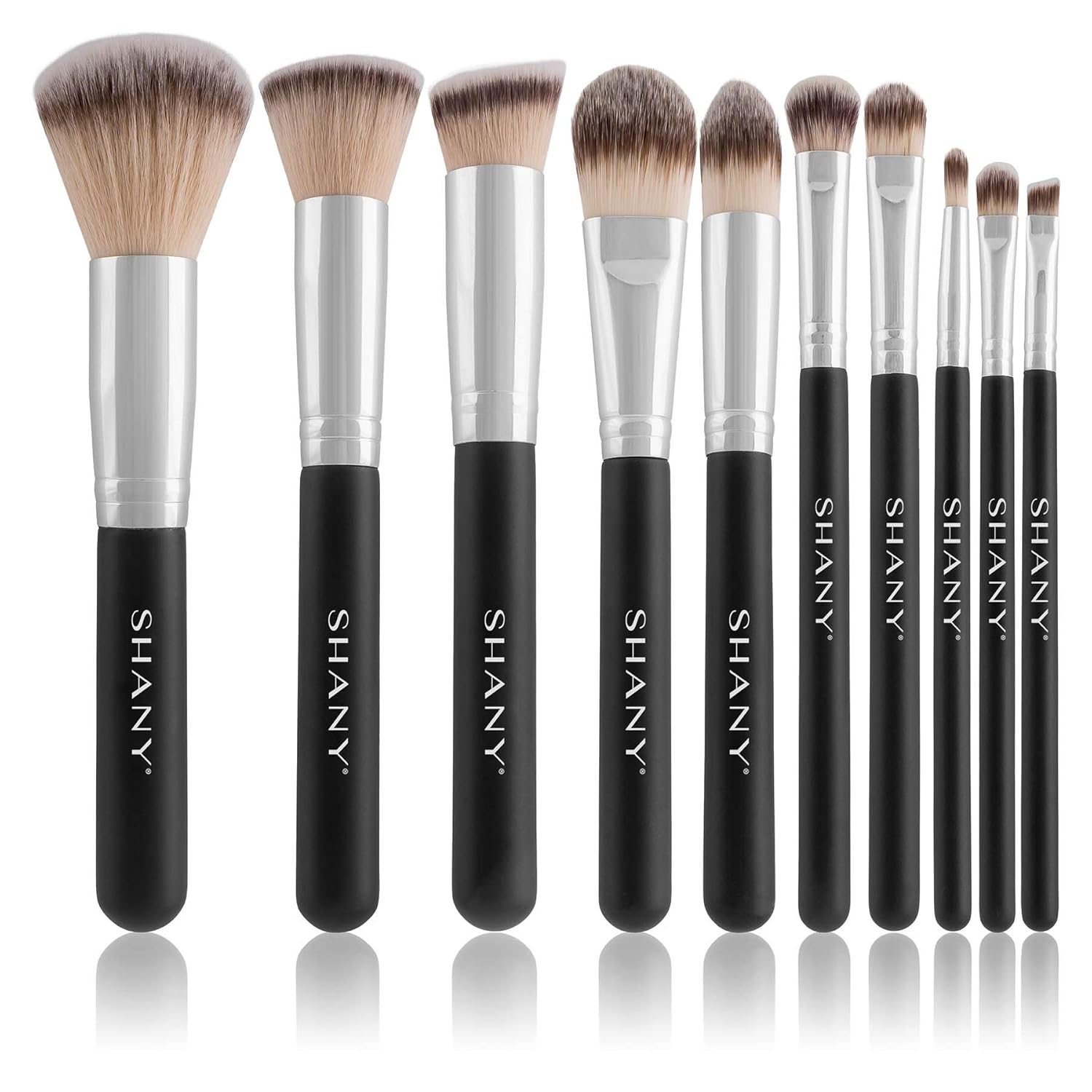 SHANY Makeup Brushes Black OMBRE Pro 10 Piece Essential Professional Makeup Brush Set - Foundation Powder Concealers Eye Shadow Brushes with Black Makeup Brush Travel Case - 10PC - Image 5