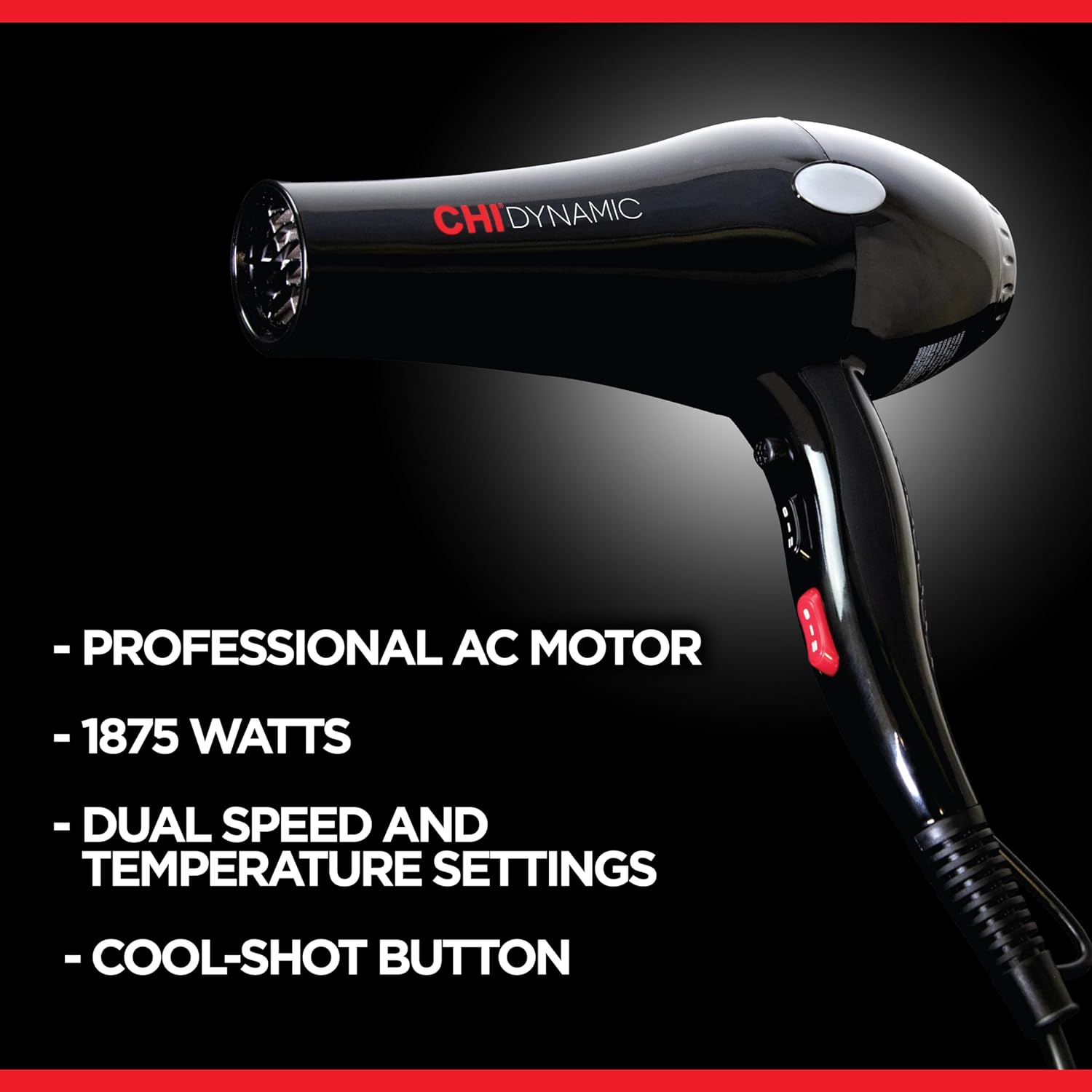 CHI Dynamic Hair Dryer, Blow Dryer for Smooth & Voluminous Hair, Comb-Attachment & Air Concentrating Nozzle for Faster Styling, Low Noise - Image 4