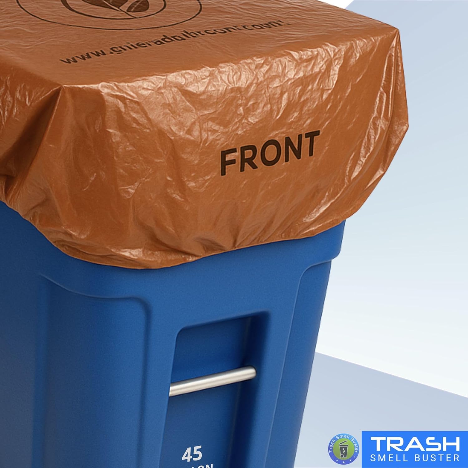Trash Can Cover, Biodegradable Odor Eliminating Bag with Elastic Rubber Band, Eliminates Odor from Trash, Lemon Scented, Durable, Effective, 45 Gallon, 3 per Bag - Image 3