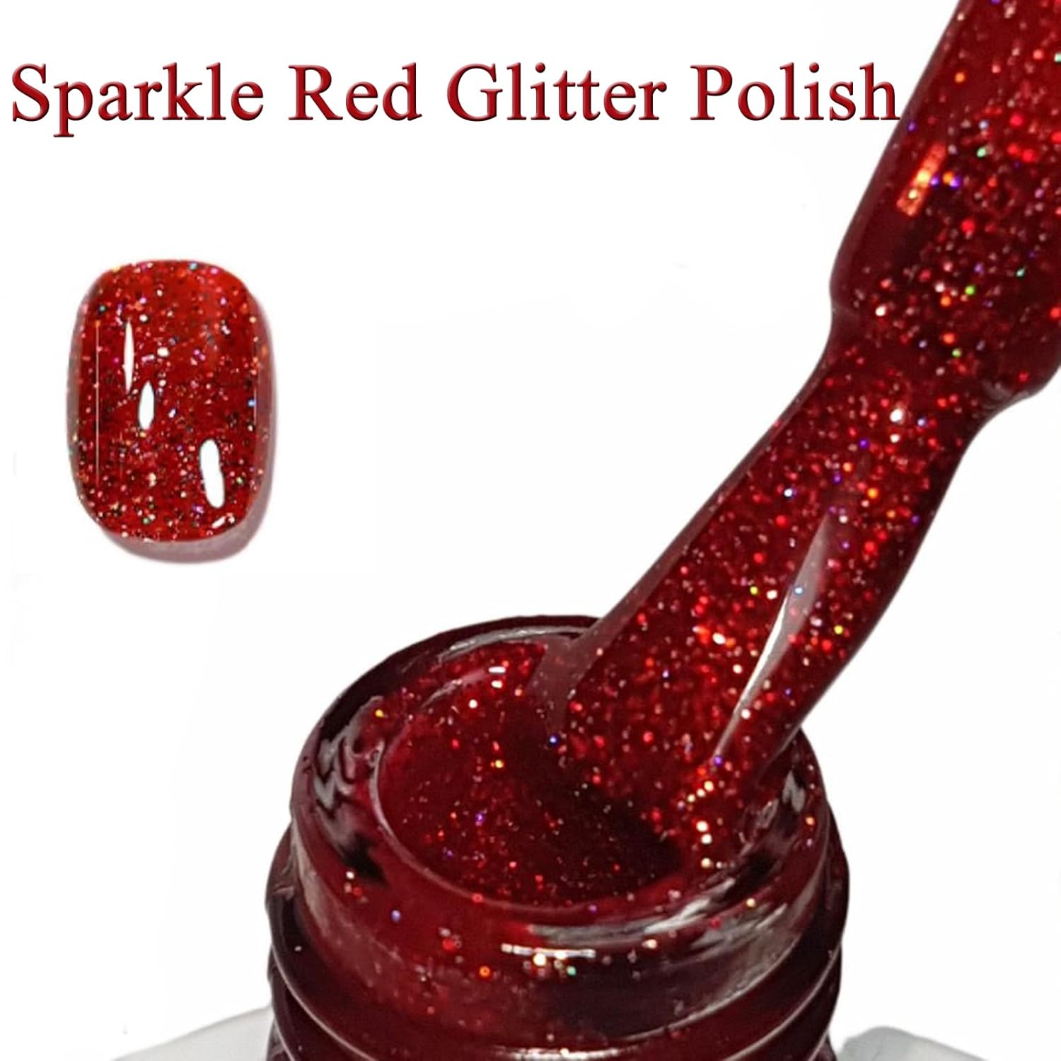 Red Glitter Nail Polish, Air Dry Sparkly Nail Lacquer 14ML - Image 5