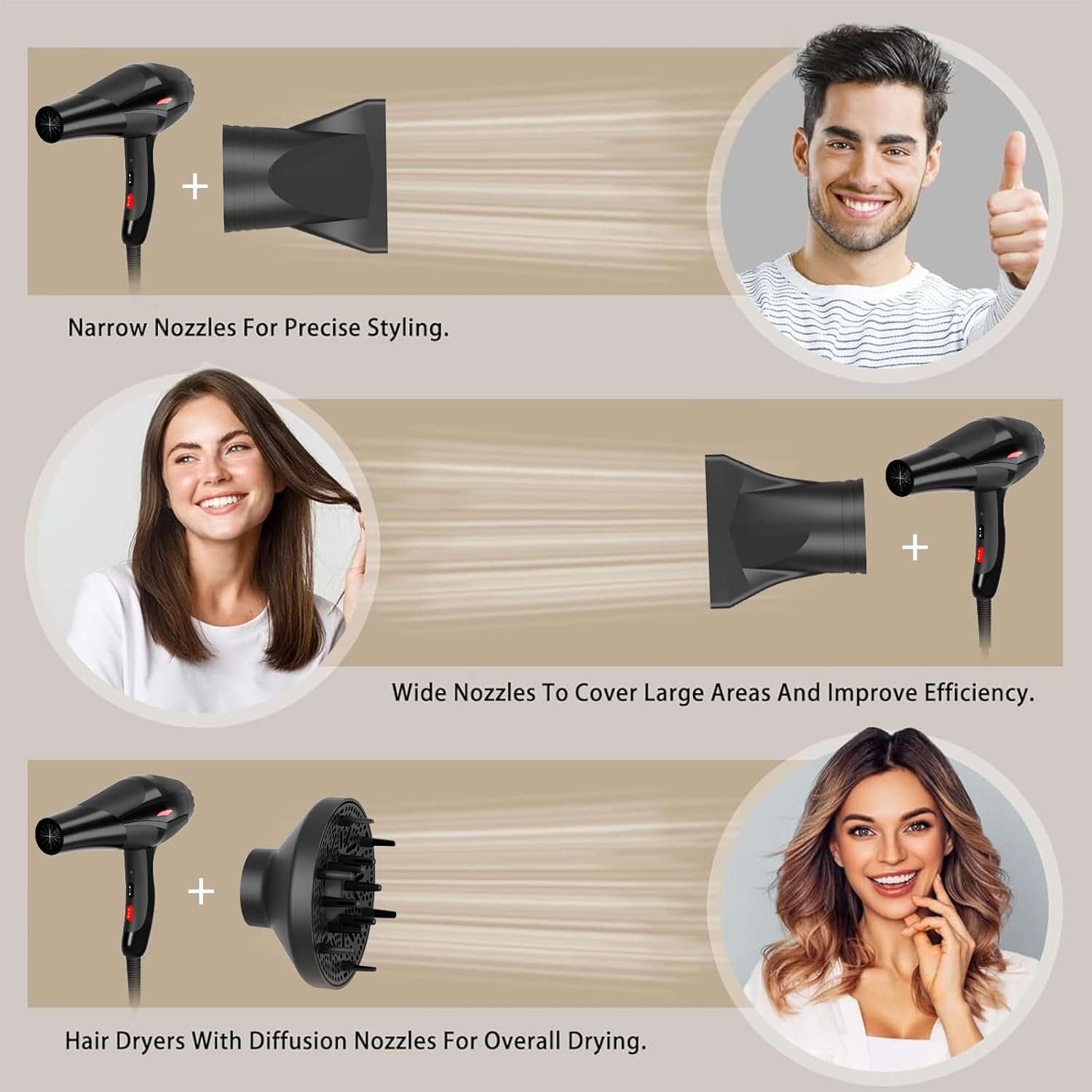 Hair Dryer Professional Ionic Salon Hair Dryer 2400W Powerful Fast-Drying Blue Light Ionic Hair Dryers with Diffuser, AC Motor Constant Temperature Quiet Ion Dryers for Women Men - Image 5
