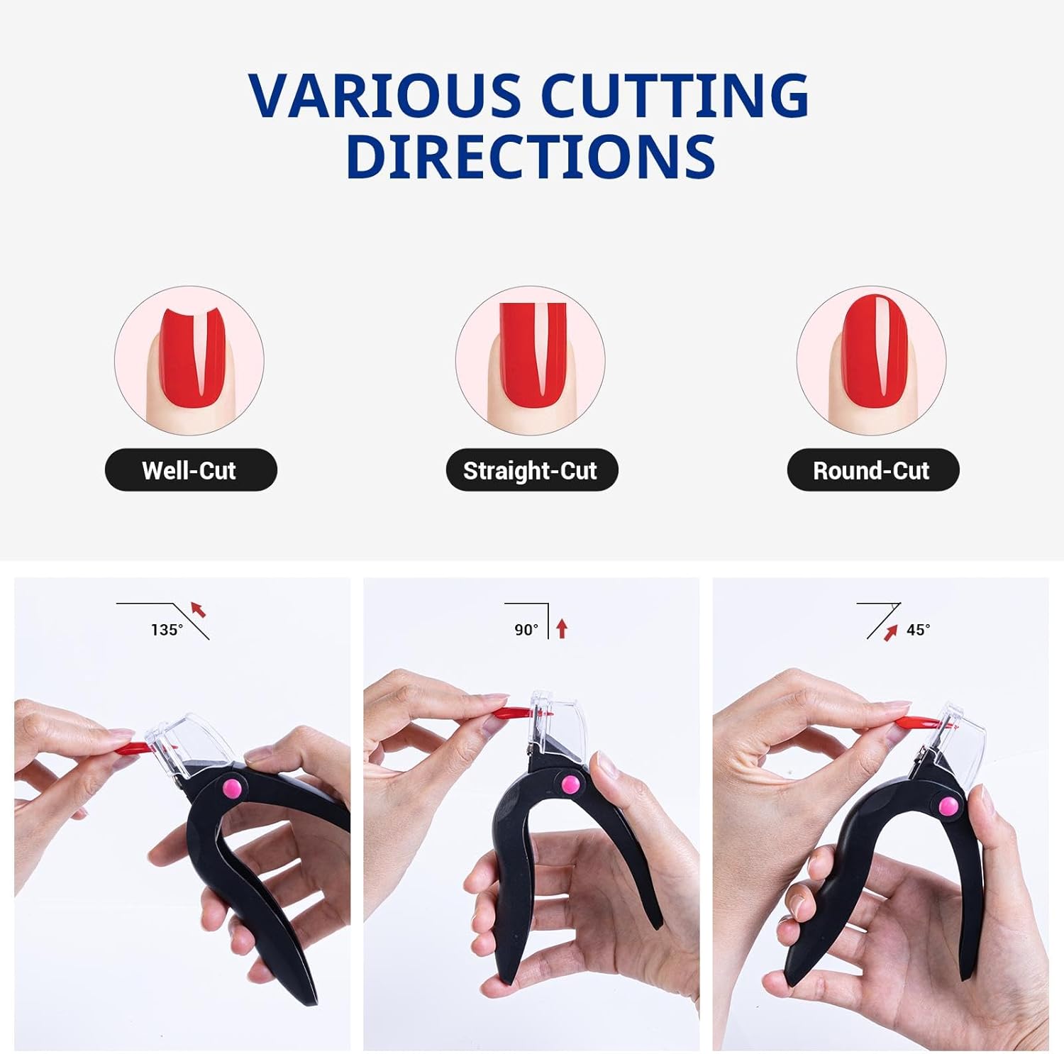 AIRSEE Adjustable Acrylic Nail Clippers with Sizer & Catcher, Nail Tip Cutter with Length Dial, Professional Stainless Steel Trimmer for Fake False Nails, Nail Extensions, Manicure Salon Home, Black - Image 3