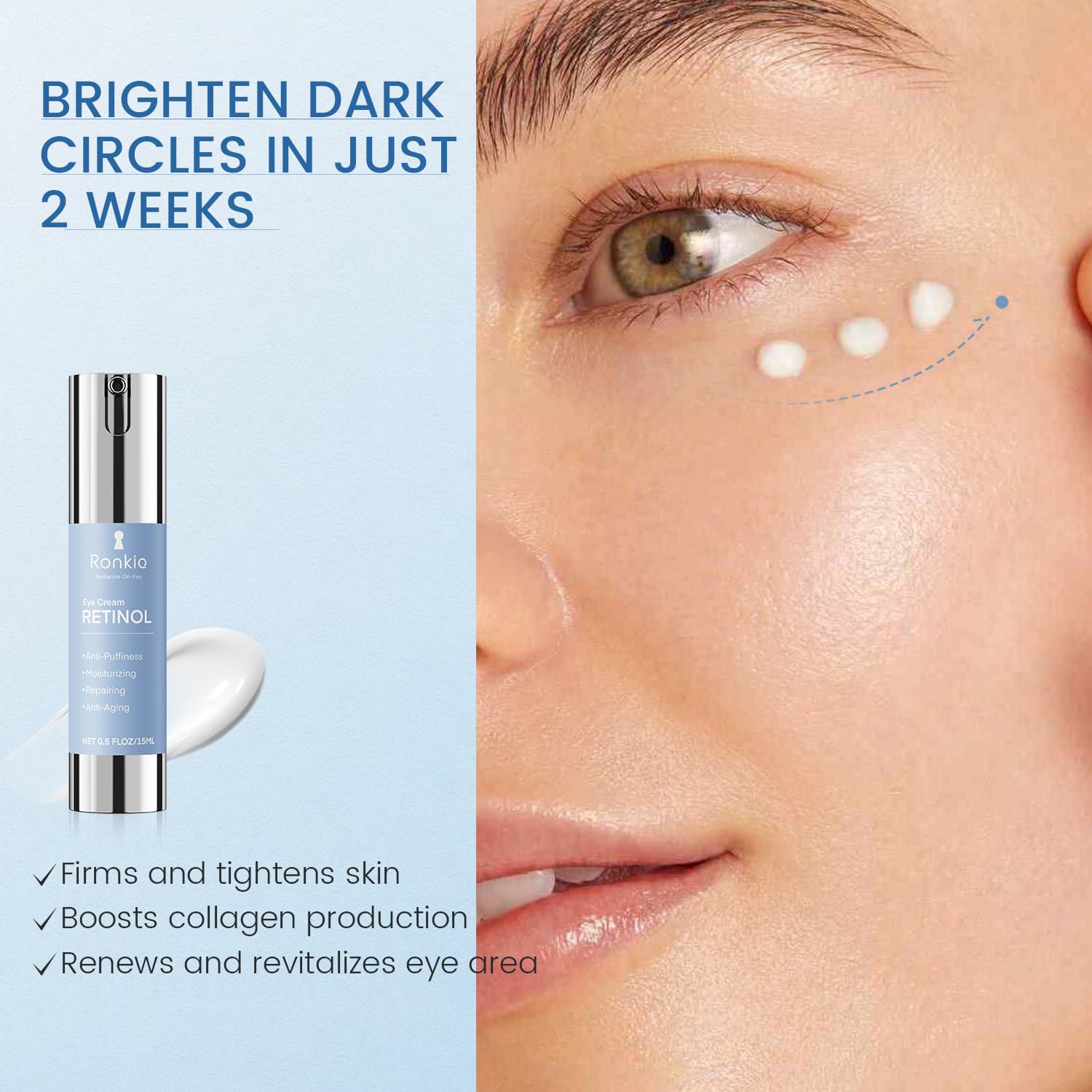 Retinol Eye Cream for Dark Circles: Anti-Wrinkle Under Eye Cream - Night Care Eye Cream Reduces Eye Bags - Image 2