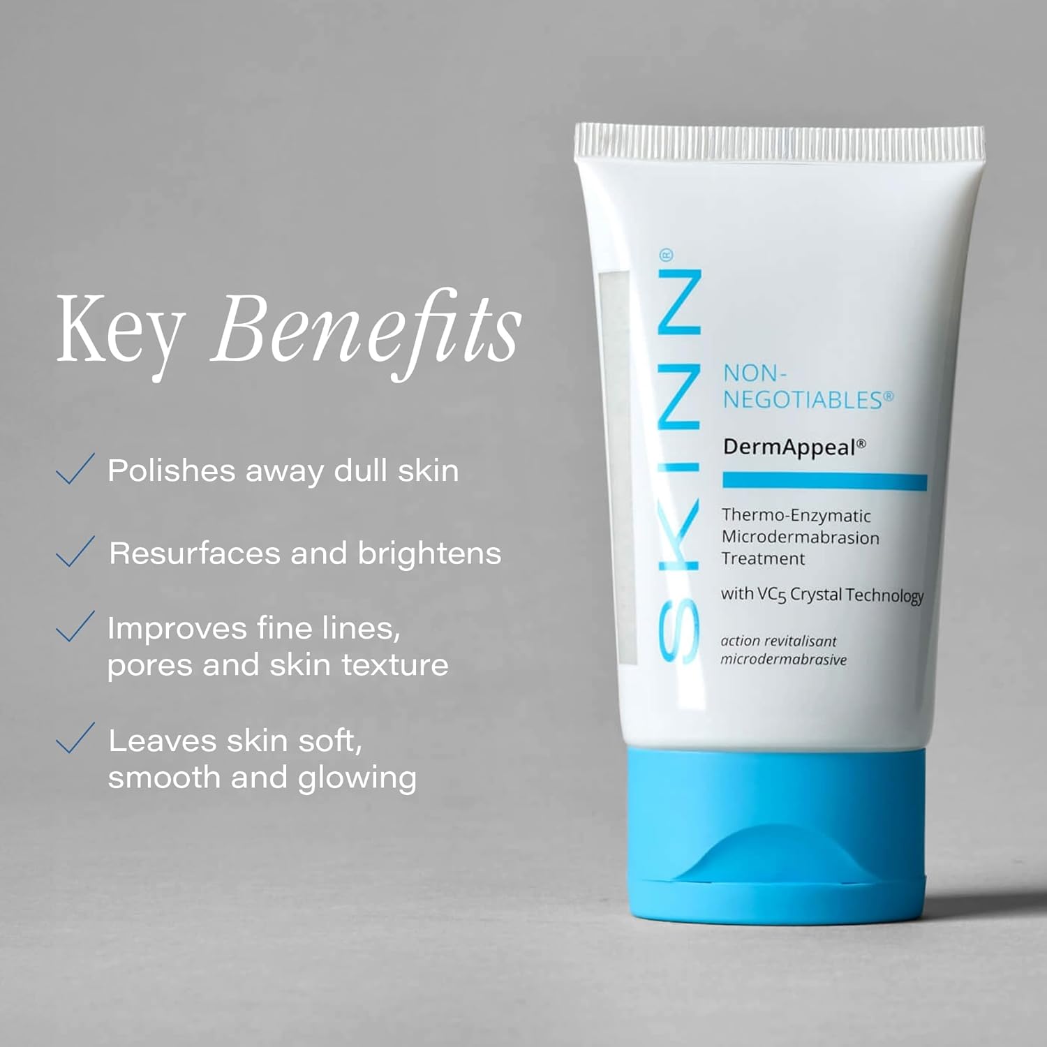 SKINN DermAppeal® Microdermabrasion Treatment for Smoother, Brighter, and Clearer Skin, 2oz - Exfoliating Facial Scrub Removes Dead Skin and Smooths Wrinkles and Fine Lines for Flawless, Glowing Skin - Image 4