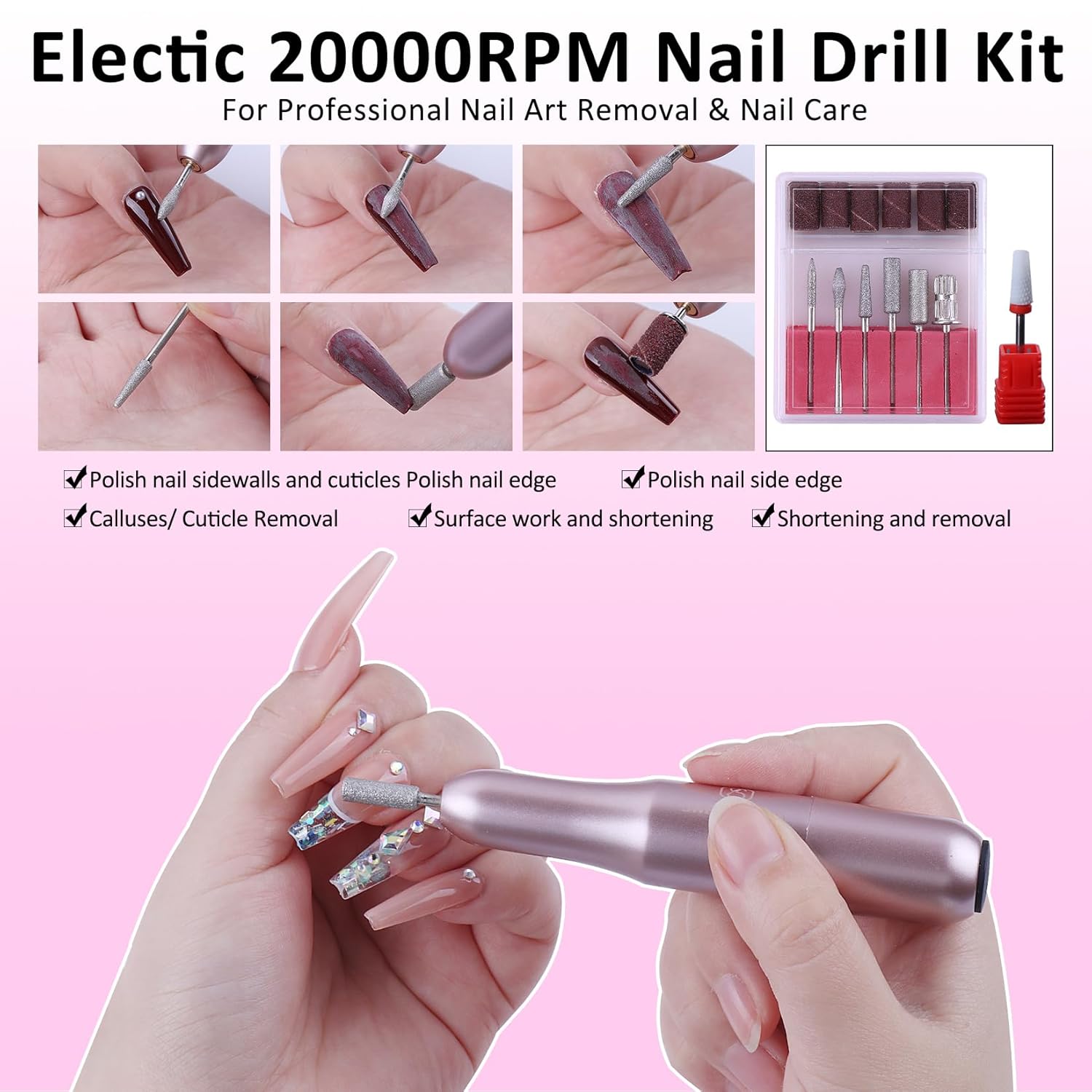Acrylic Nail Kit with Everything: Beginners Set with Drill - Professional Acrylic Powder Glitter Monomer False Tips Top Base Coat Starter Kit - Full Decorations Nail Supplies for Nail Extensions Gift - Image 5