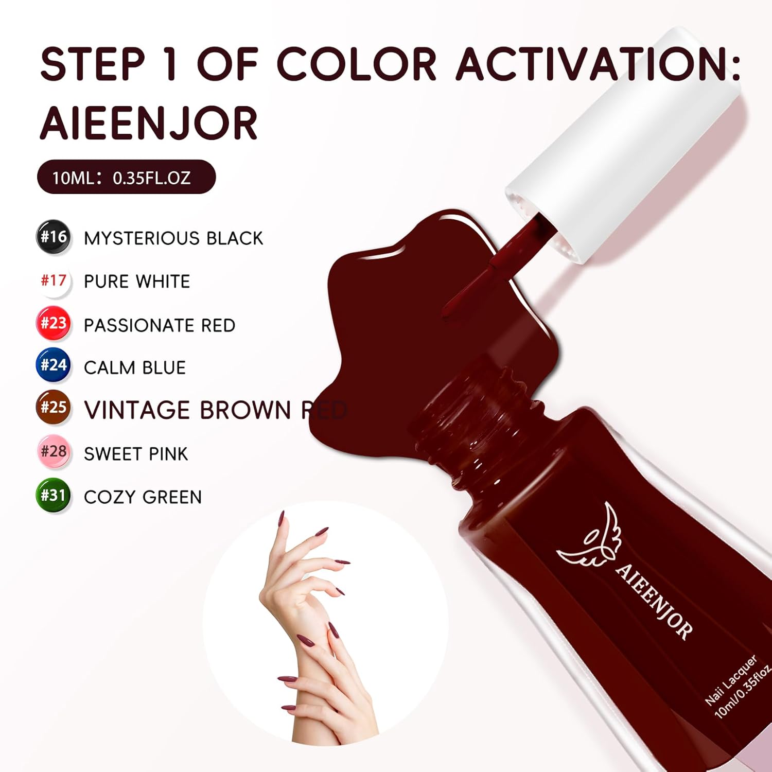 Red Brown Nail Polish, Quick Dry Nail Polish, No UV Lamp Needed, Streak Free, Long- Last Fingernail Polish for Nail Manicure Salon DIY Nail Art, 0.35 fl oz - Image 2