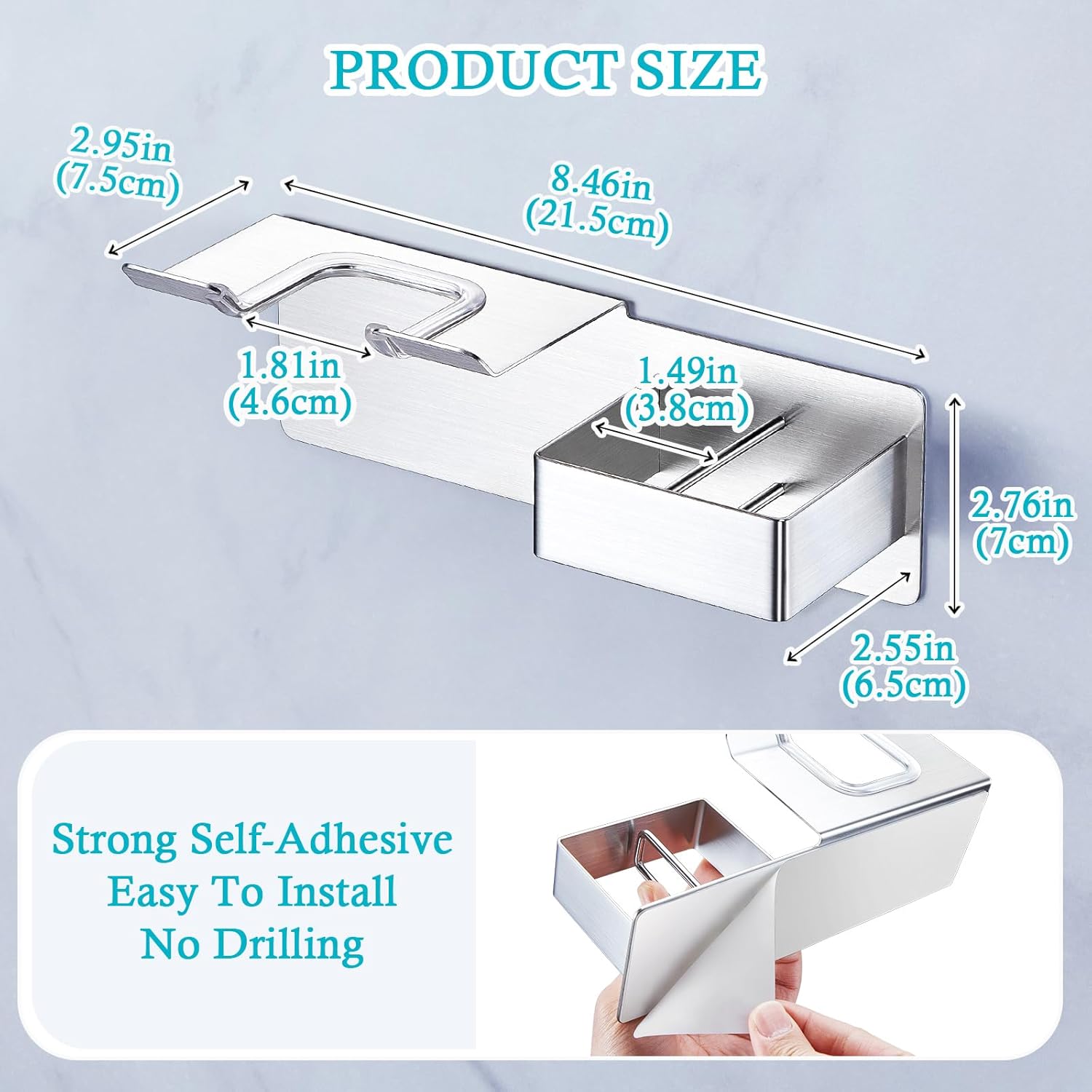 Stainless Steel Wall Mount Hair Dryer and Straightener Organizer for Bathroom Storage - Image 2