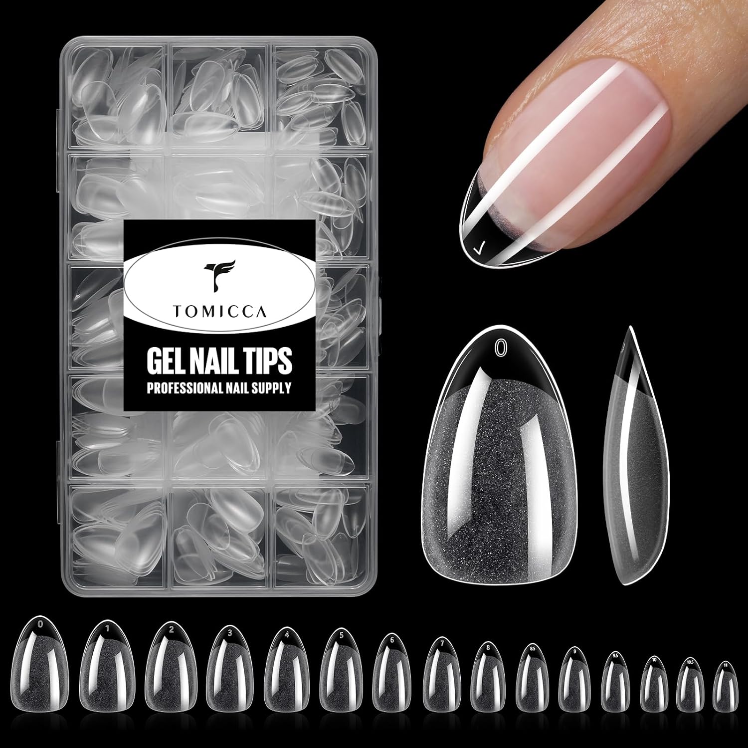 TOMICCA Clear Nail Tips Acrylic Nails 240Pcs Short Almond Acrylic Nail Kit Gel Nail Tips for Extension Short Fake Nails Manicure Home DIY 15 Sizes - Image 8
