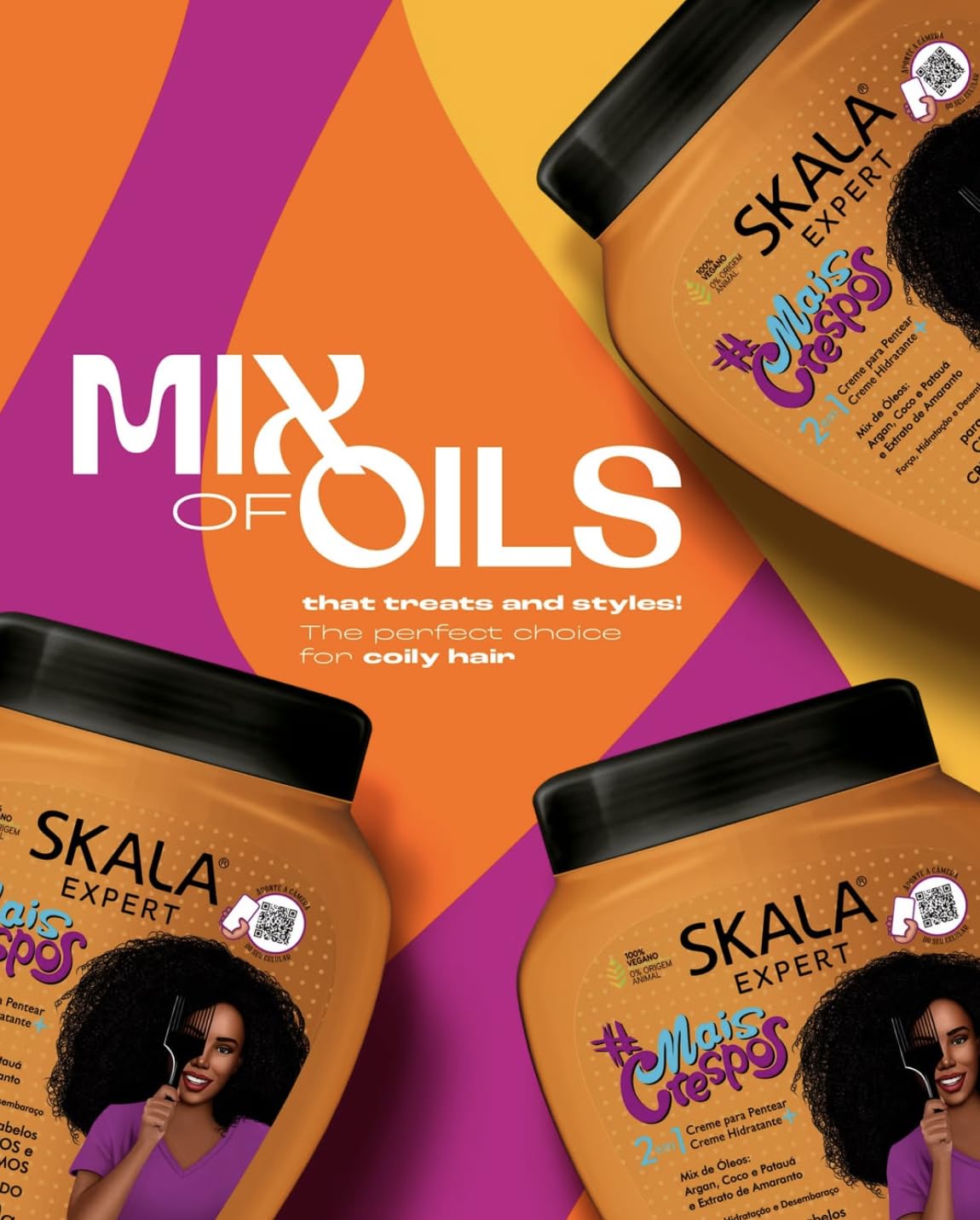 SKALA Mais Crespos Super Curly Hair Type 4ABC - Hydrate , Eliminate Frizz 2 IN 1 Conditioning Treatment Cream and Cream To Comb 35.2oz - Image 3