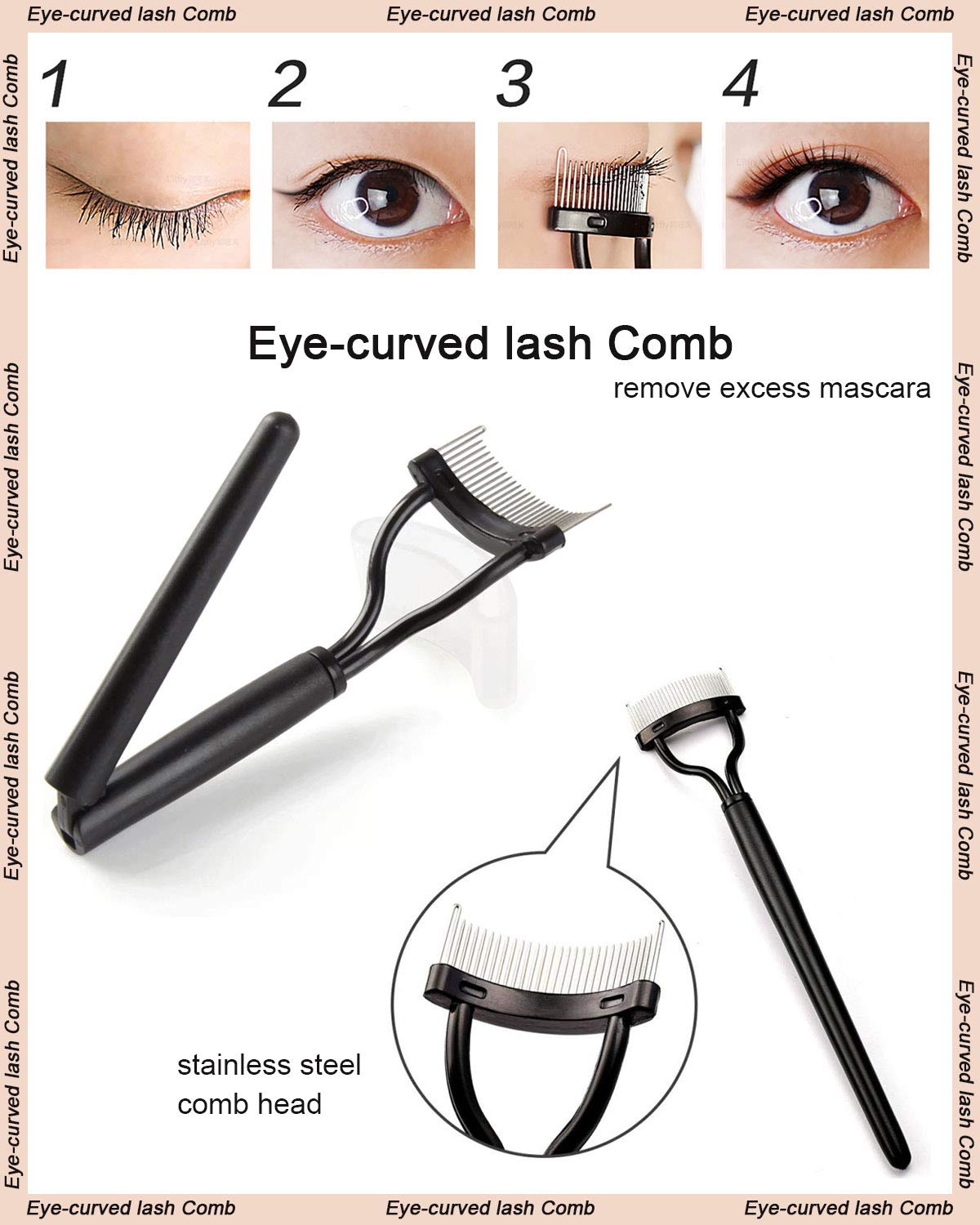 Eyelash Curler Kit Metal Lash Curlers with Mascara Applicator Eyelashes Separator Comb & 6 Replacement Refill Pads (Rose Gold) - Image 4