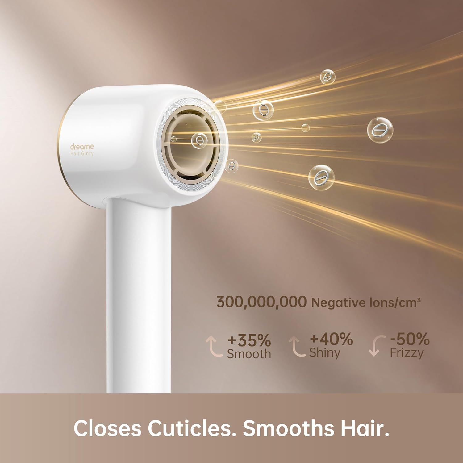 Dreame Glory Hair Dryer – Powerful Fast Drying, High-Speed 110,000 RPM Motor, 300M Anions for Shiny Hair, 4 Temp Settings, Ultra Lightweight, Quiet, Portable & Compact for Home & Travel, White - Image 4