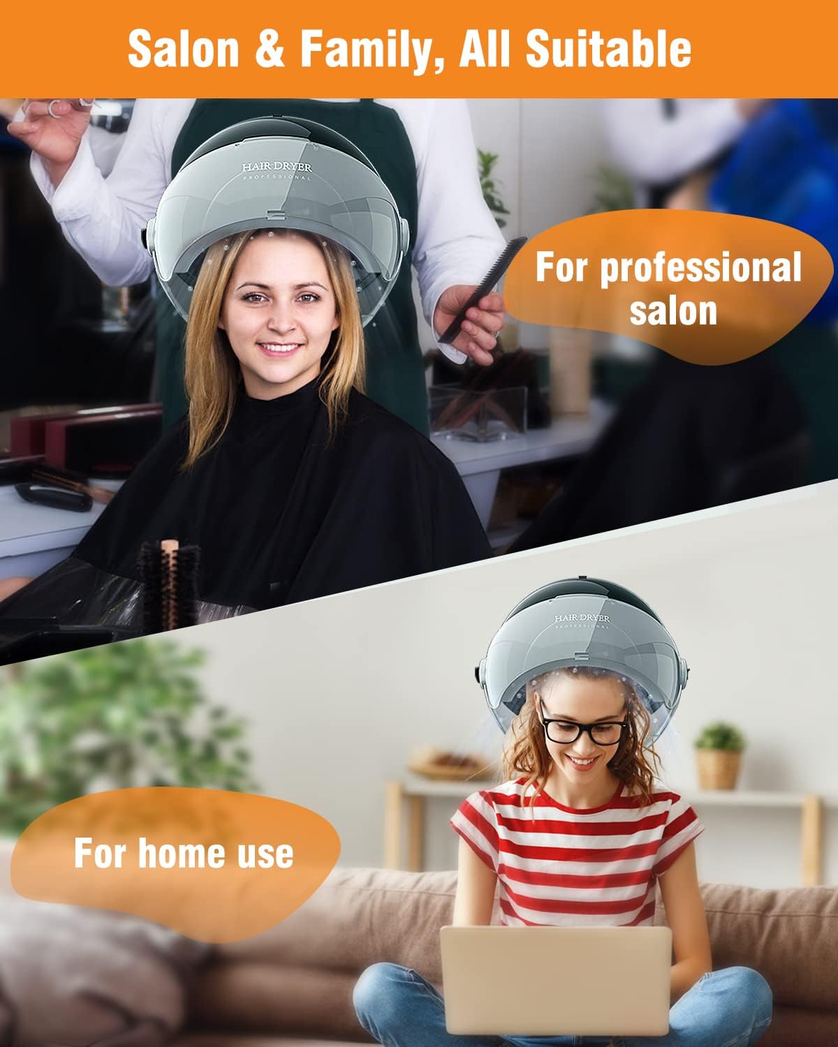 Ionic 1875W Standing Hooded Hair Dryer with Adjustable Bonnet, 3 Heat Settings, and Wheels - Image 5