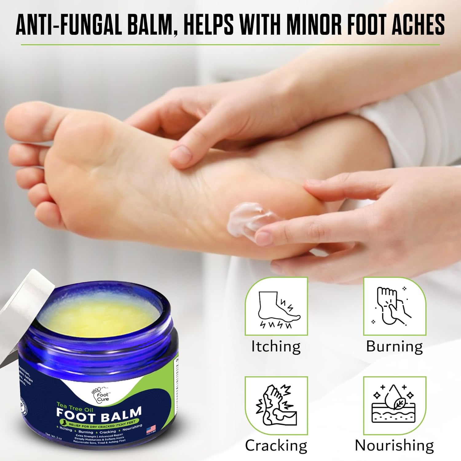 Tea Tree Oil Balm – Moisturizer for Dry Cracked Feet – Instantly Hydrates & Soothes Irritated Skin & Athlete's Foot – Best Care for Women and Men – Made in USA - Image 5