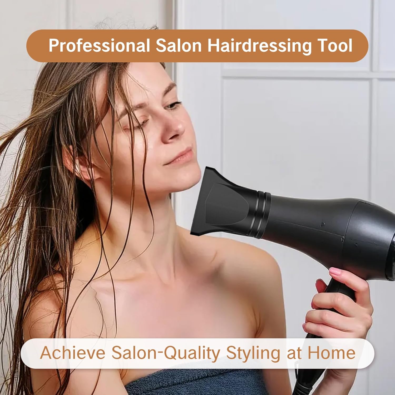 2PCS Hair Dryer Attachment Universal Black Plastic Blower Nozzle Replacement Styling Tool for Home Use or Professional Salon Hairdressing Blow Outer Diameter 4.2cm to 4.6cm - Image 7