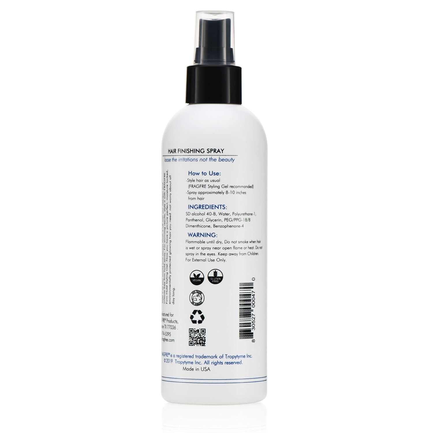 Hair Finishing Spray Firm Hold 8 oz - Hair Spray for Sensitive Skin - Fragrance Free Hypoallergenic Parabens Free - Holds and Protects Your Styles without Irritations -Vegan No Gluten (1 Pack) - Image 3