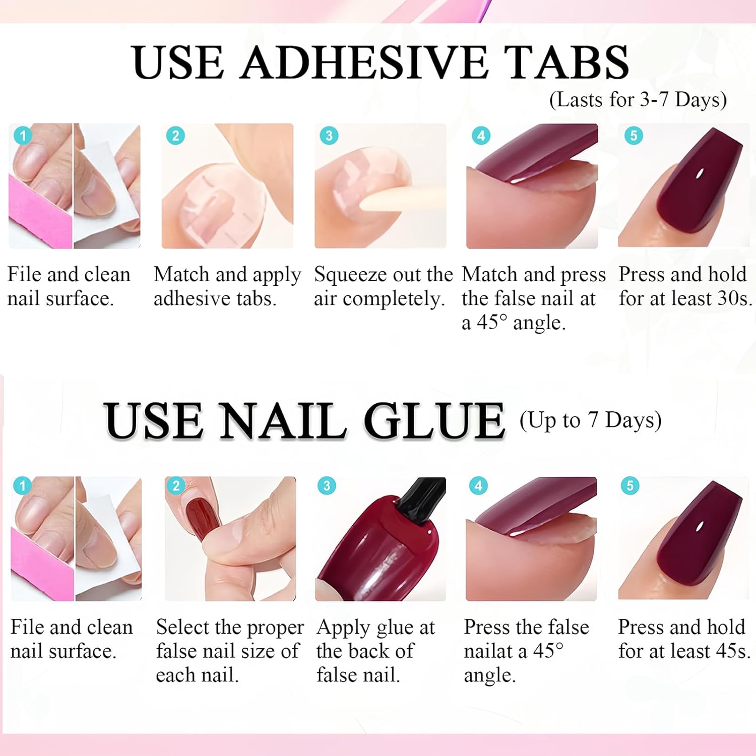 10 Piece Medium Nude Pink Glossy French Tip Reusable Acrylic Press On Nails - Image 6
