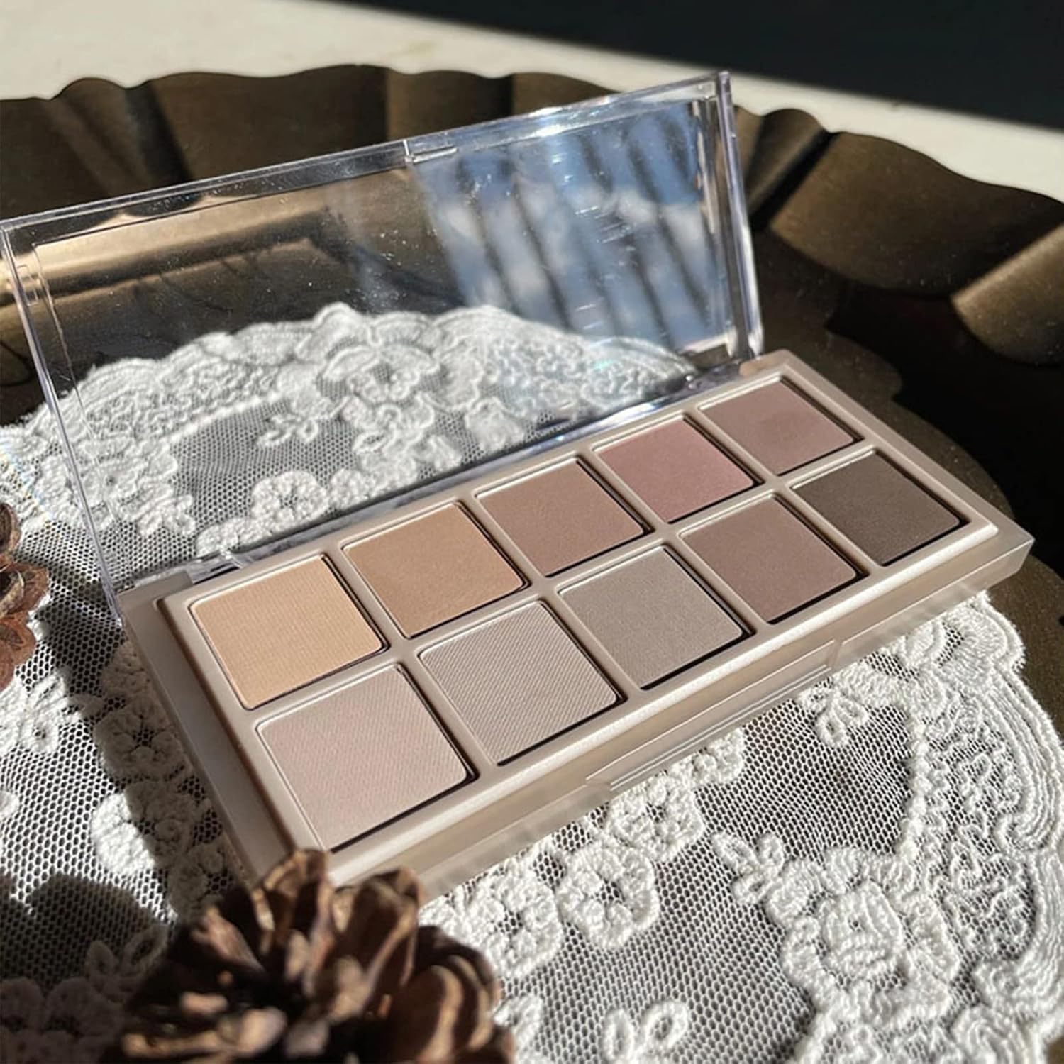 Erinde 10 Colors Matte Eyeshadow Palette, Grey Brown Eye Shadow Palette Makeup, Neutral Taupe Eye Makeup Pallet, Ultra-Blendable, Long Lasting Natural Nude Eyeshadow Pallete for Older Women, Cement - Image 6