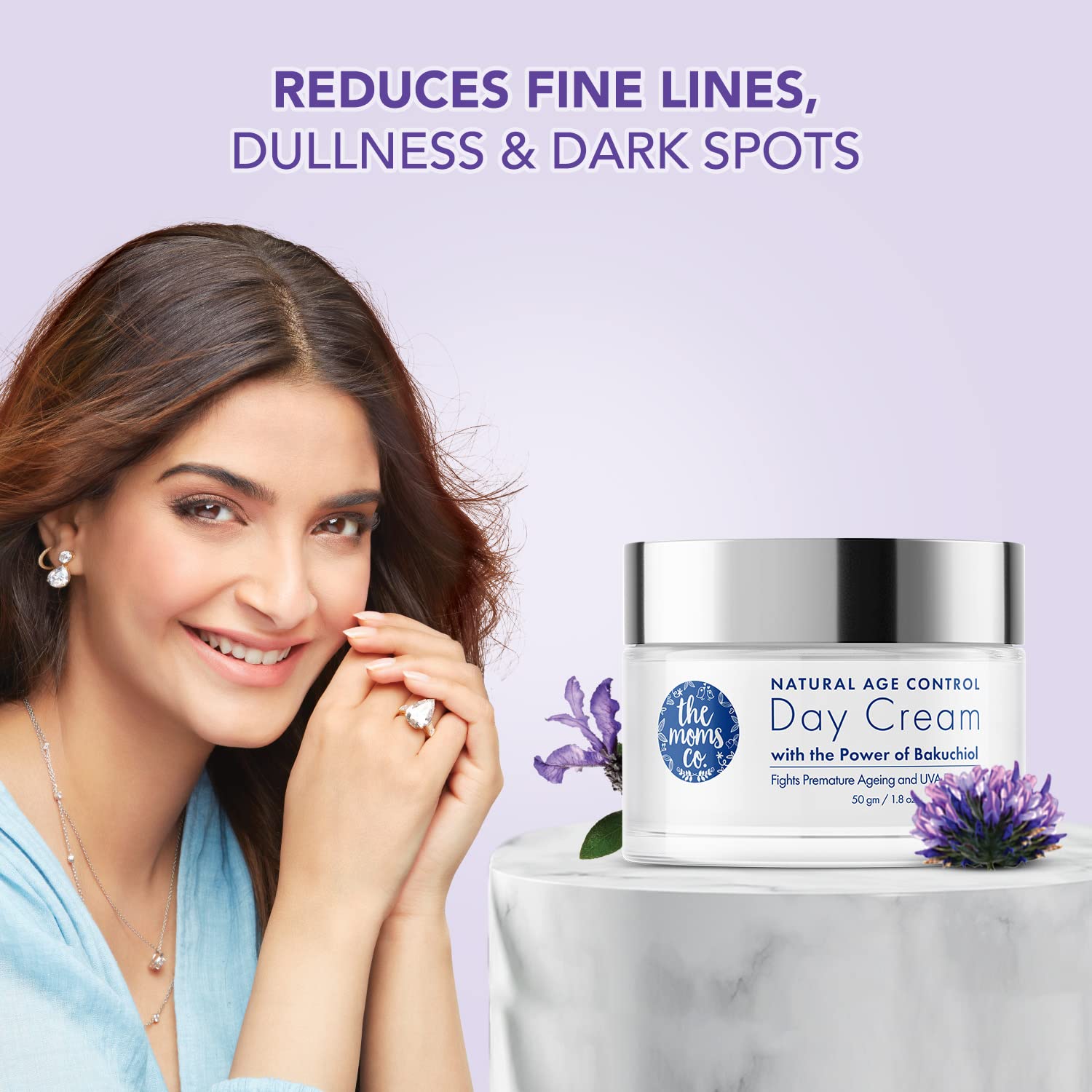 The Moms Co. Natural Age Control Day Face Cream with Bakuchiol (Natural Retinol), Anti Wrinkle Cream, Fine Lines & Sun Protection, Anti Aging Day Cream for Women & Men (50gm) - Image 2