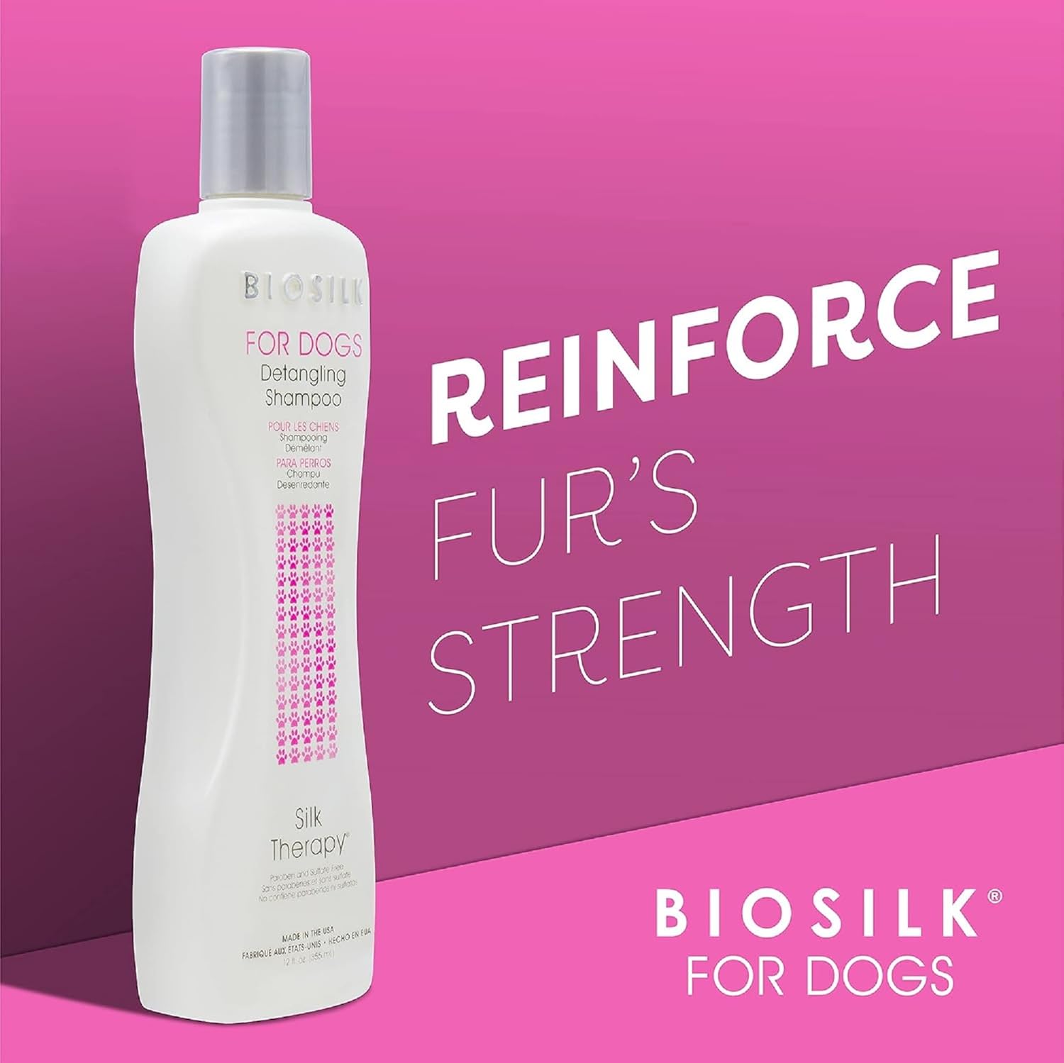 BioSilk for Dogs Silk Therapy Moisturizing Dog Detangling Shampoo - Dog Matted Hair Detangler Cleans, Moisturizes, and Detangles - Dematting Shampoo for Dogs, Grooming Supplies, 12 Fl Oz - Image 3