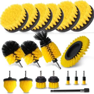 18 Pcs Drill Brush Attachments Set,Power Cleaning Scrub Brushes with Extend Long Attachment,Grout Cleaner for Tile Floors,Car Detailing, Carpet, Tile Grout, Sinks (18)