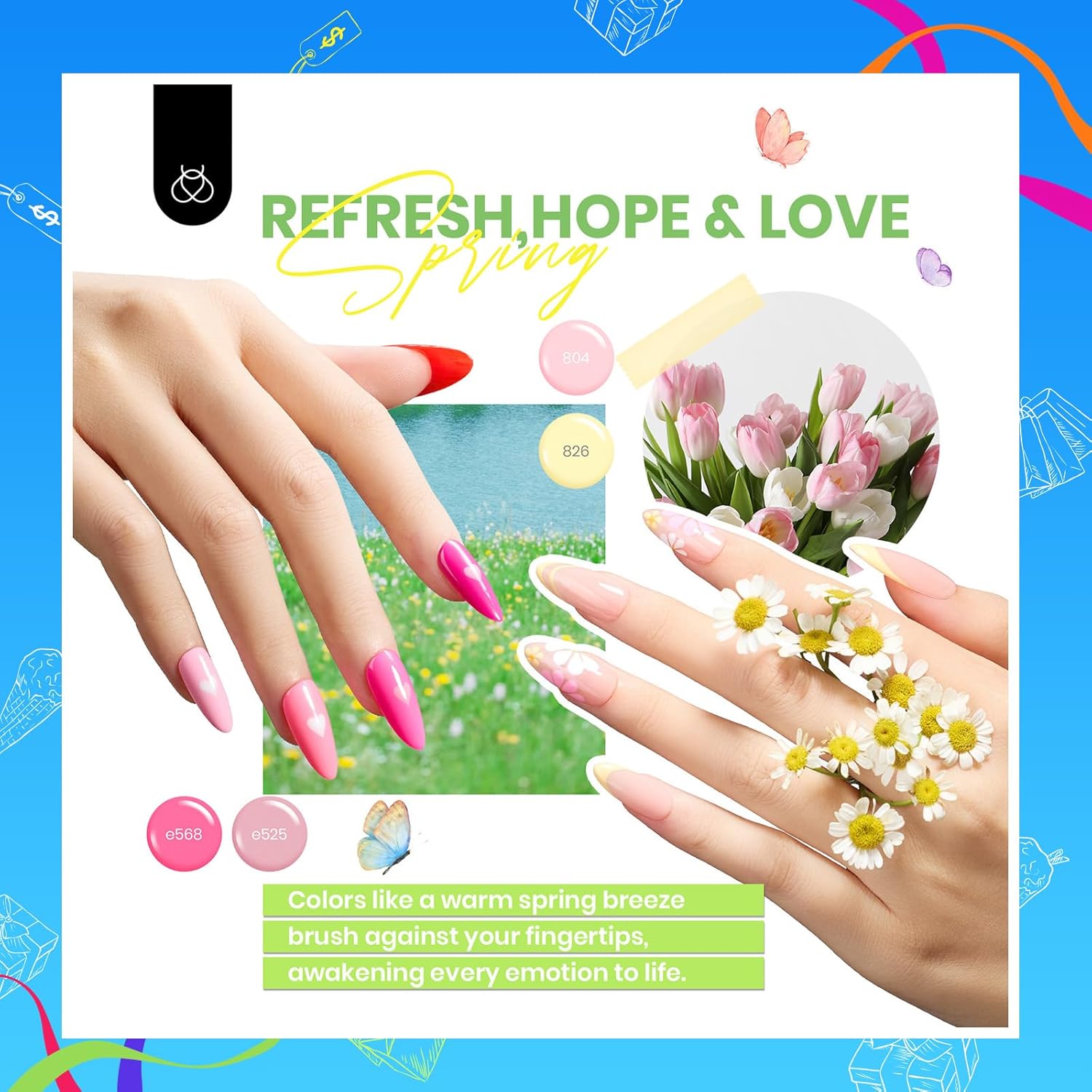 beetles Gel Polish 36 Colors Summer Gel Nail Polish Set with Base Coat Glossy Matte & Glitter Gel Top Coat Neon Pink Yellow Jelly Blue Vivid Seasons Collection Gifts for Women Diy Nails at Home - Image 3
