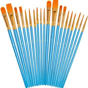 Soucolor Acrylic Paint Brushes Set, Easter Basket Stuffers, 20Pcs Round Pointed Tip Artist Paintbrushes for Acrylic Oil Watercolor Canvases Rock Body Face Nail Miniature Detailing Drawing Art Supplies