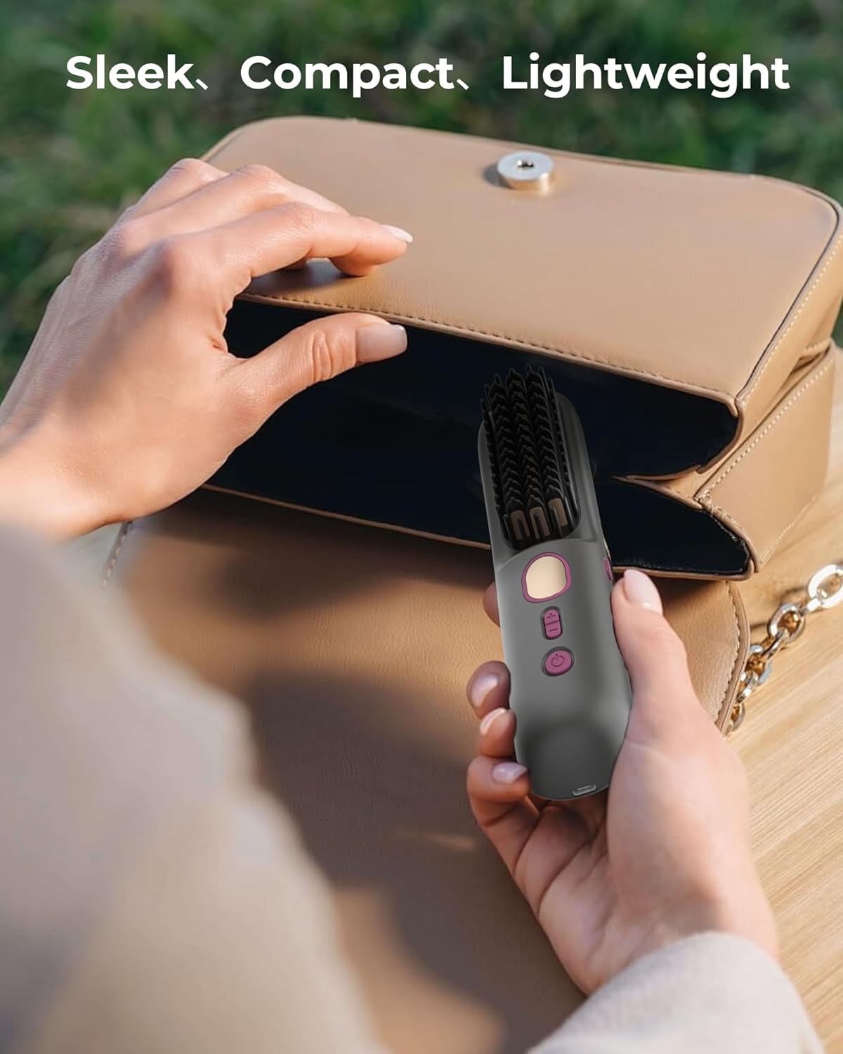 Cordless Hair Straightener Brush, Mini Heated Portable Hot Brush Hair Straightening for Women, 9600mah Battery USB-C Rechargeable, 200 Million Negative Ions for Travel - Image 6
