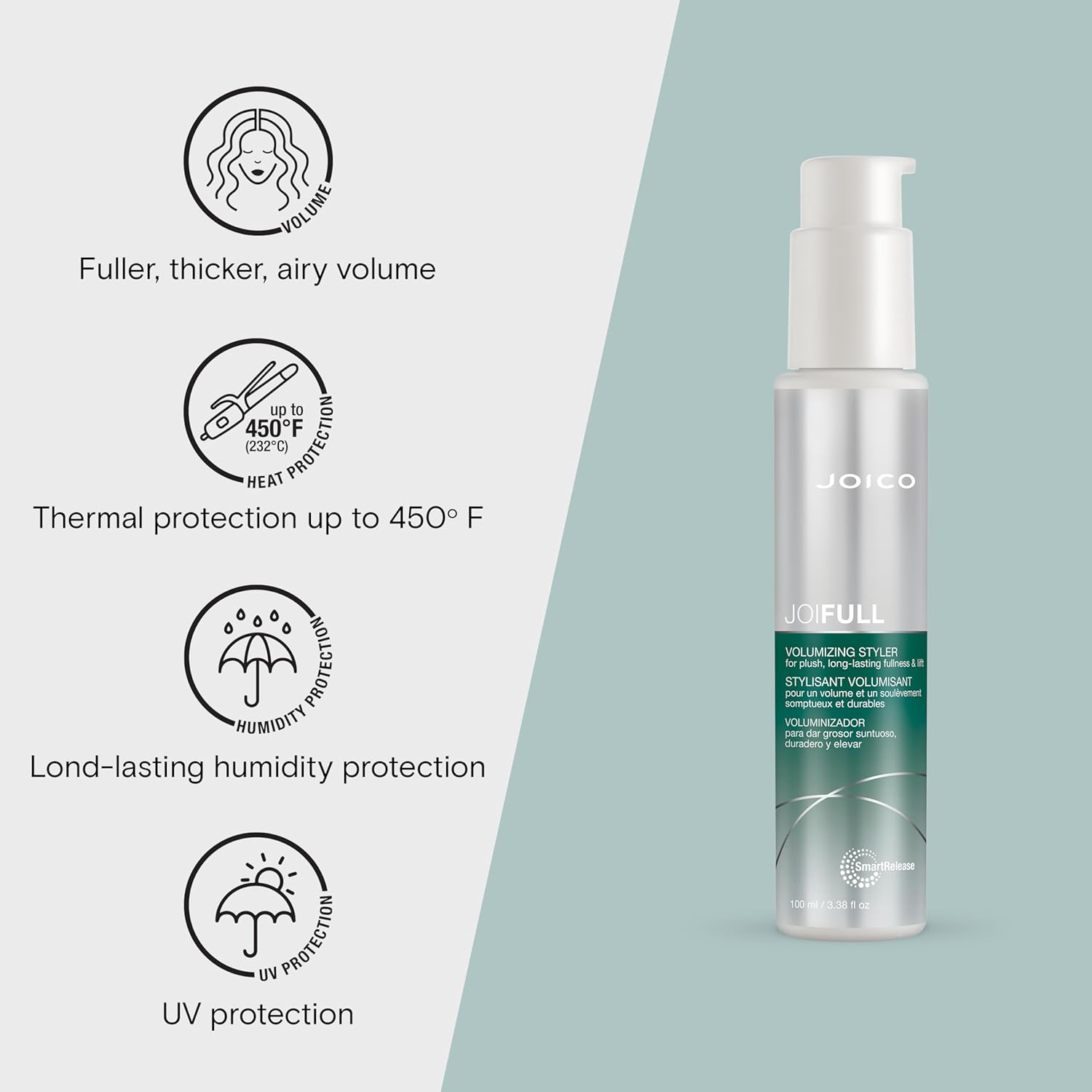 JoiFULL Volumizing Styler | For Fine, Thin Hair | Add Instant Body | Long-Lasting Volume & Texture | Protect Against Pollution | With Rice Protein & Bamboo Extract | 3.38 Fl Oz - Image 2