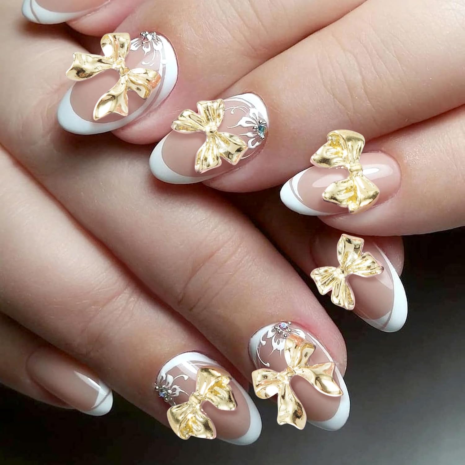 90Pcs Gold Bow Nail Charm 3 Styles Bowknot Nail Bows Glitter Acrylic Kawaii Halloween Christmas Wedding Prom Decoration for Women Scrapbook Envelope Cards Making - Image 6