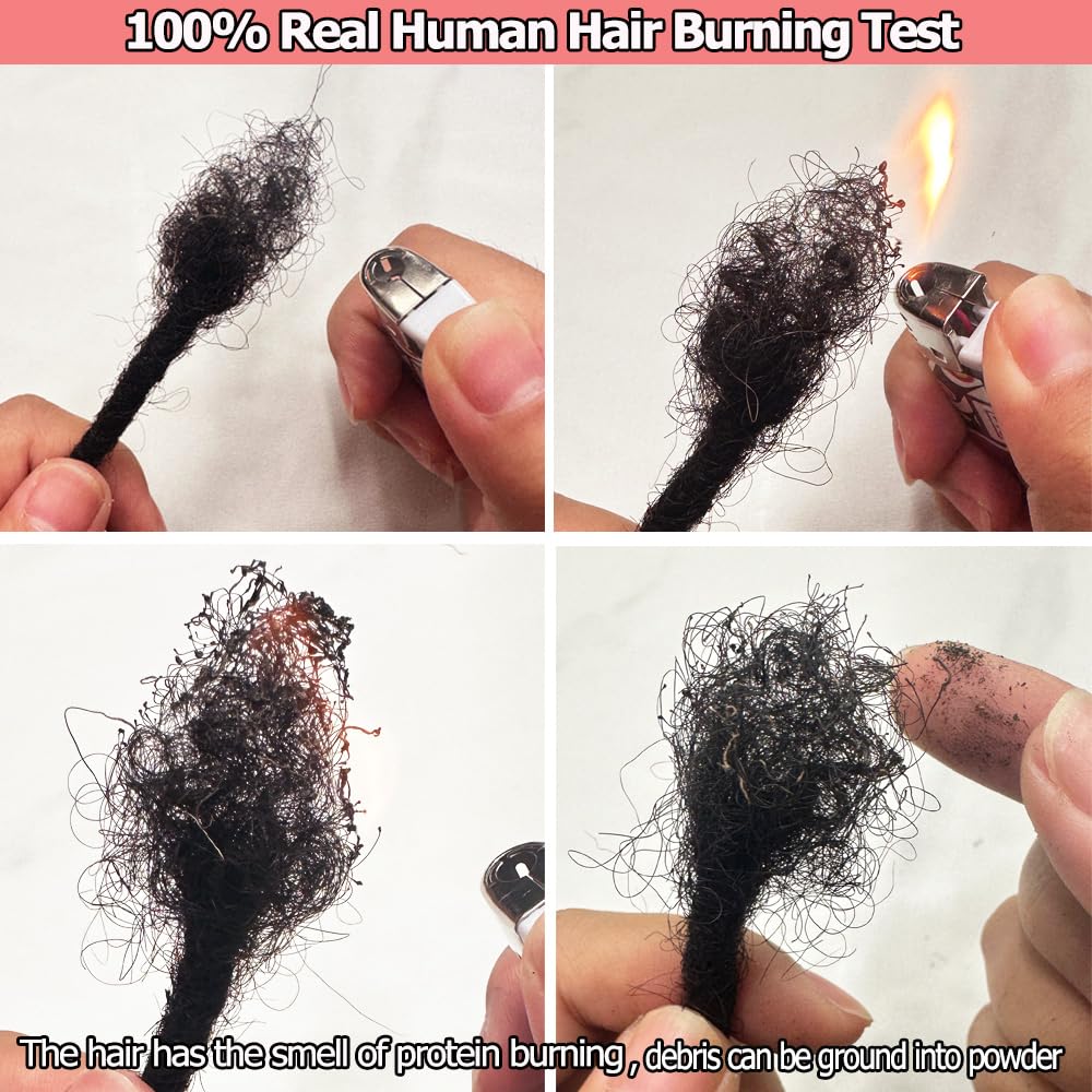Dreadlock Extensions Human Hair 10-100 Strands 100% Full Handmade Permanent Loc Extension Human Hair for Women/Men/Kids Can Be Dyed Bleached Curled Twisted (0.6cm 1B, 6 inch 10 Strands) - Image 4