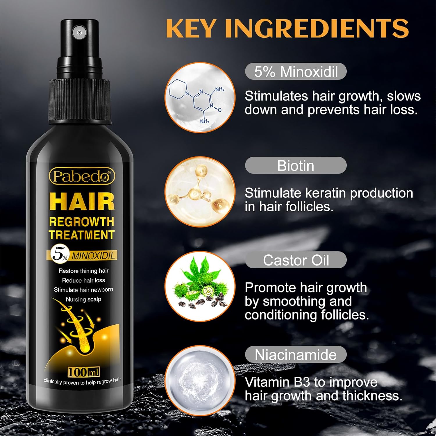 Nourish & Grow: 5% Minoxidil Hair Serum with Castor Oil & Biotin, 100ml, for Men & Women - Image 4