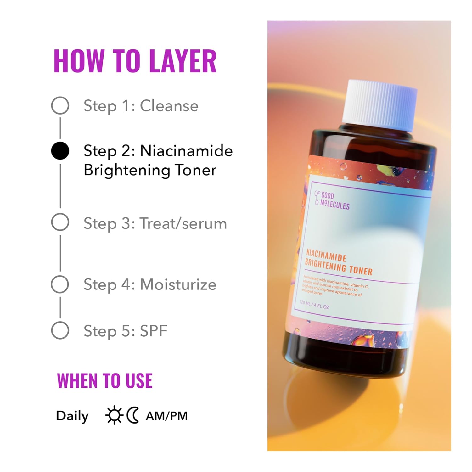 Good Molecules Niacinamide Brightening Toner - Toner for Face with Niacinamide and Arbutin for Skin Tone Balancing- Pore Minimizer, Facial Skin Care - Image 6
