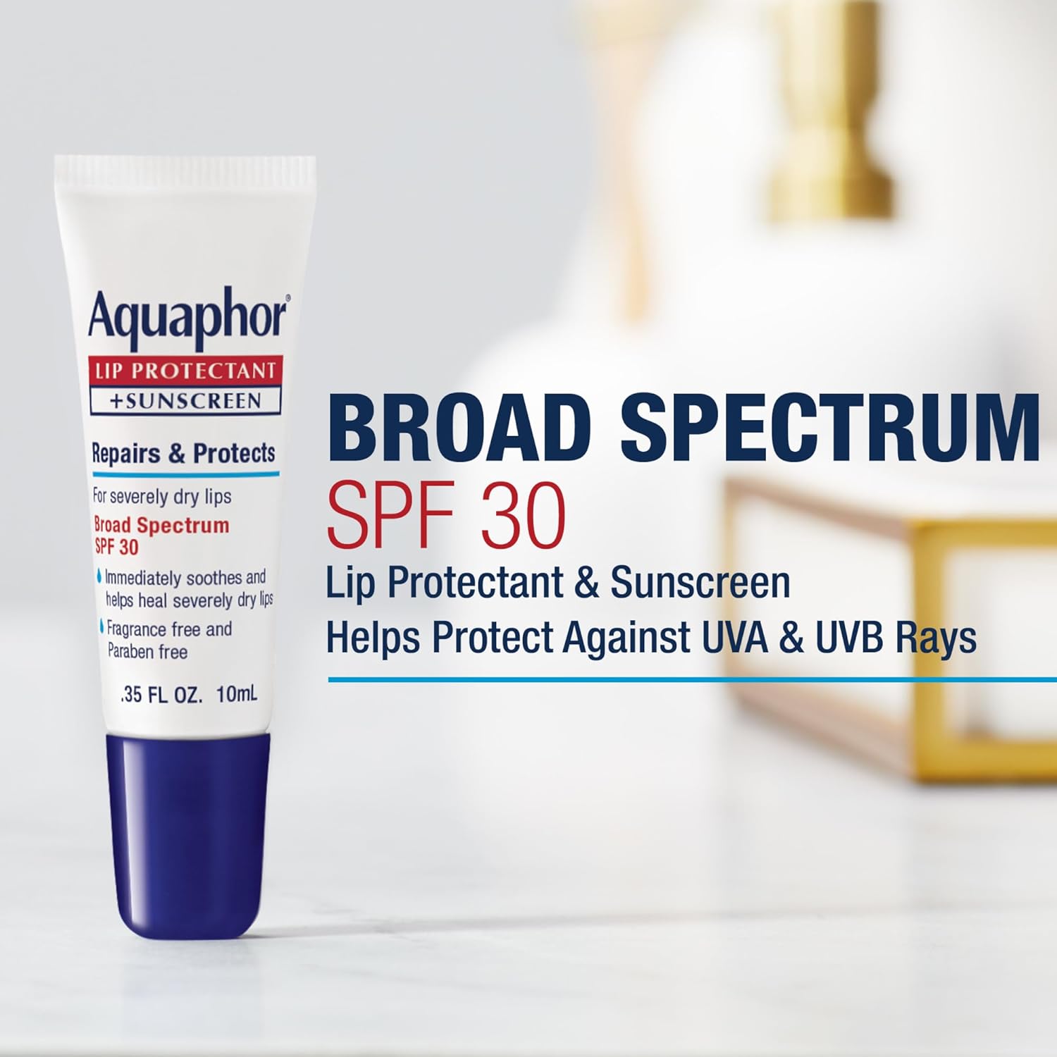 Aquaphor Lip Protectant and Sunscreen Ointment - Broad Spectrum SPF 30 - Relieves Chapped Lips - .35 fl. Oz. Tube - Image 3