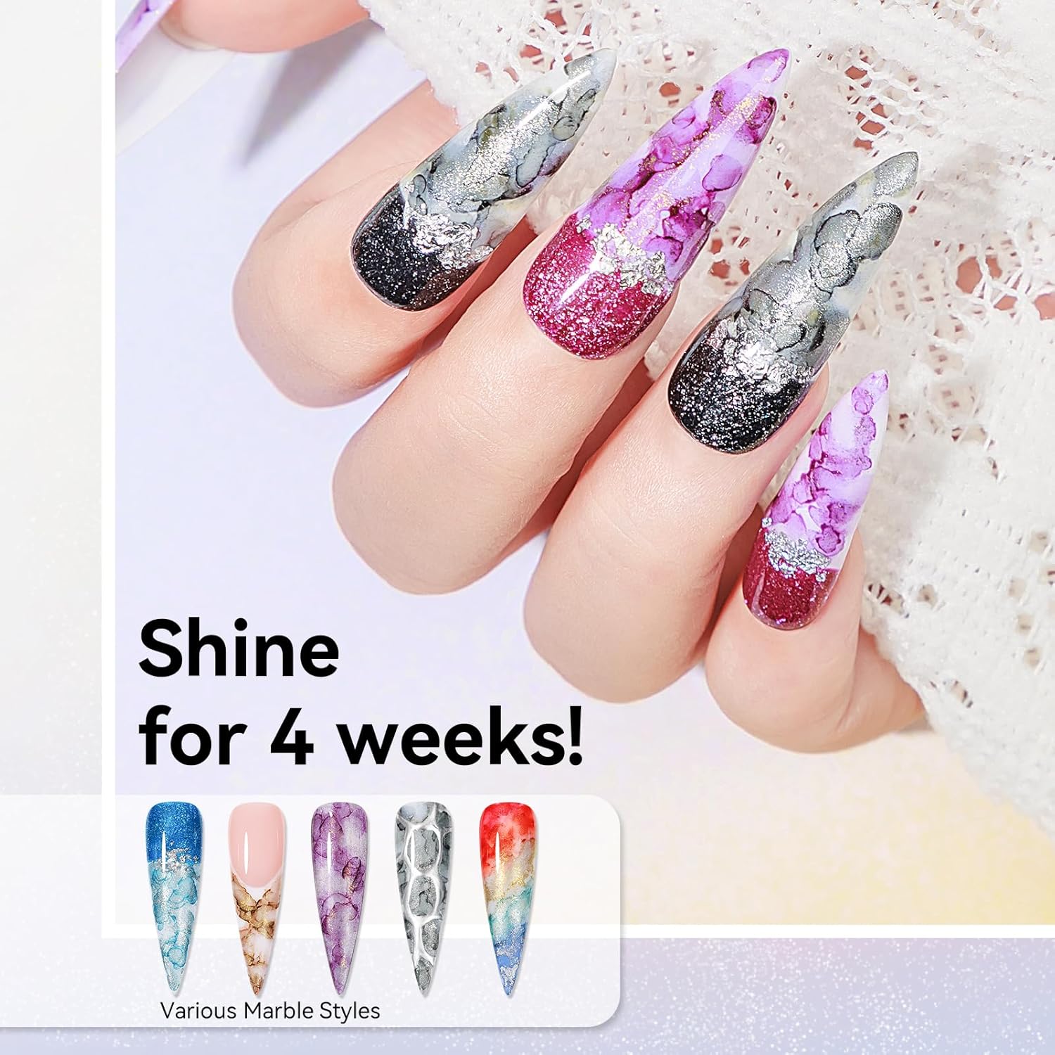 MIZHSE Marble Nail Polish Set, 12 Colors Marble Ink for Nails Glitter Effect Nail Ink Blooming Gel Watercolor Nail Polish for Nail Art Design Manicure at Home - Image 6