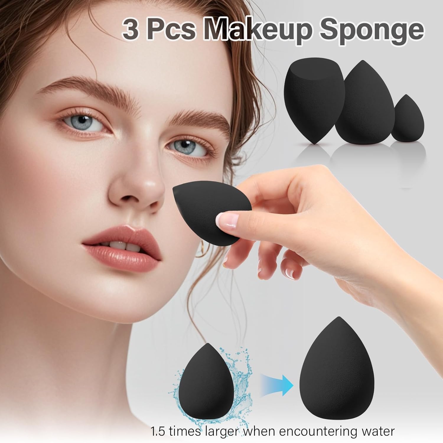 Makeup Brushes Set, Mlemle Professional 26 Pcs Makeup Kit, Include Powder Foundation Concealers Blush Eye shadows 21 Pcs Makeup Brushes and 2 Powder Puff, 3 Makeup Sponge(A01-Black) - Image 5