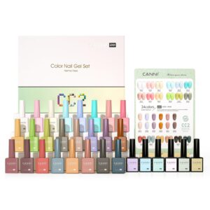 CANNI CC2 Gel Nail Polish Set, 30 Pcs 9ml White Pink Nude Blue Pastel Gel Polish Kit Soak Off LED Natural Nail Polish Set Nail Art Starter Manicure Salon DIY at Home