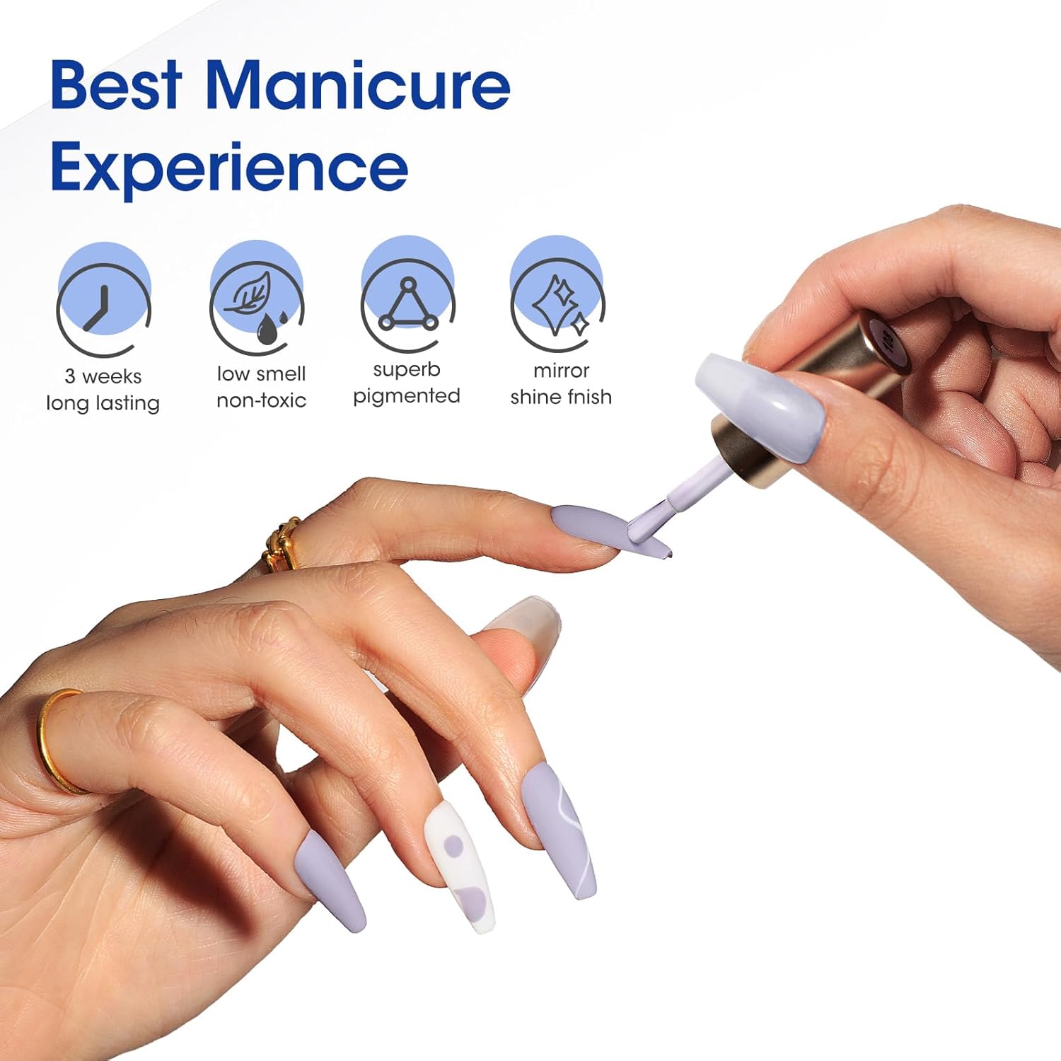 GELLEN Gel Nail Polish Set, 6 Colors Blue Gray White Gel Polish Kit Soak off LED Lamp Light Spring Summer Gel Nail Kit, Nail Art Mothers Day Gifts for Women - Image 6