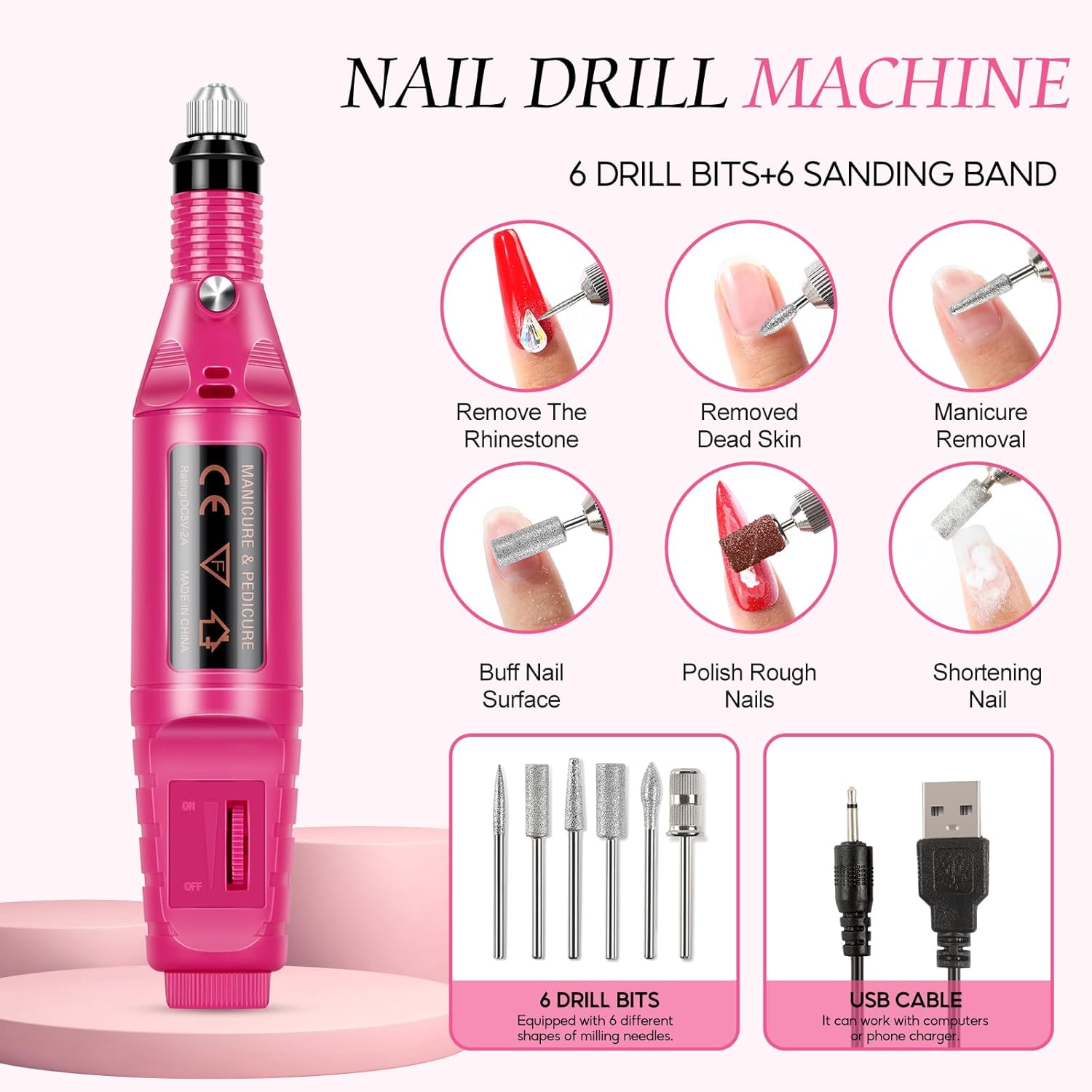 Acrylic Nail Kit for Beginners with Drill and U V Light 6 Colors Acrylic Powder Clear Nude Pink 4PC Gel Polish 24PC Glitter Powders Rhinstones Nails Kit Acrylic Set for Women - Image 5