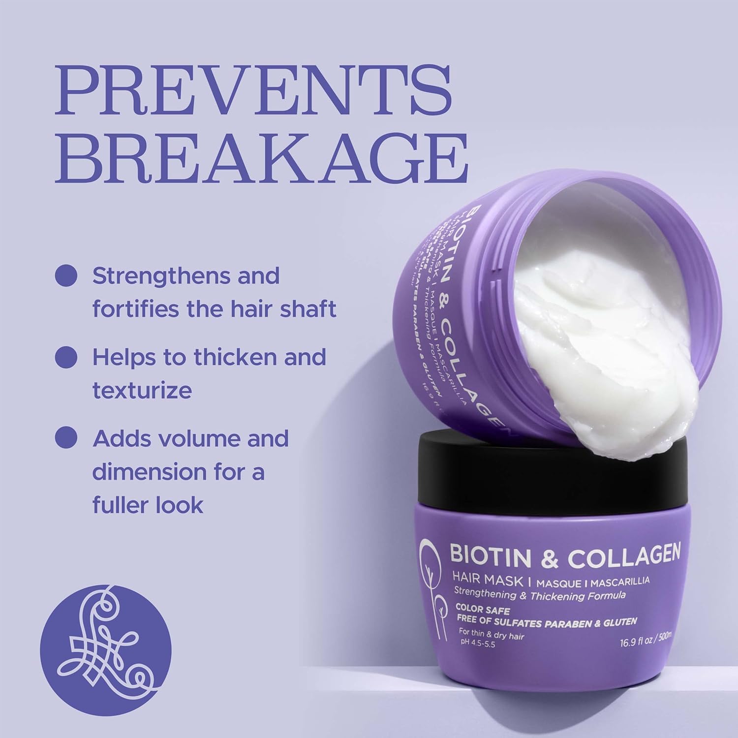 Luseta Biotin Collagen Hair Mask for Dry & Damaged Hair 16.9 Oz, Strengthening & Thickening Treatment Deep Conditioning Hair Treatment - Image 3