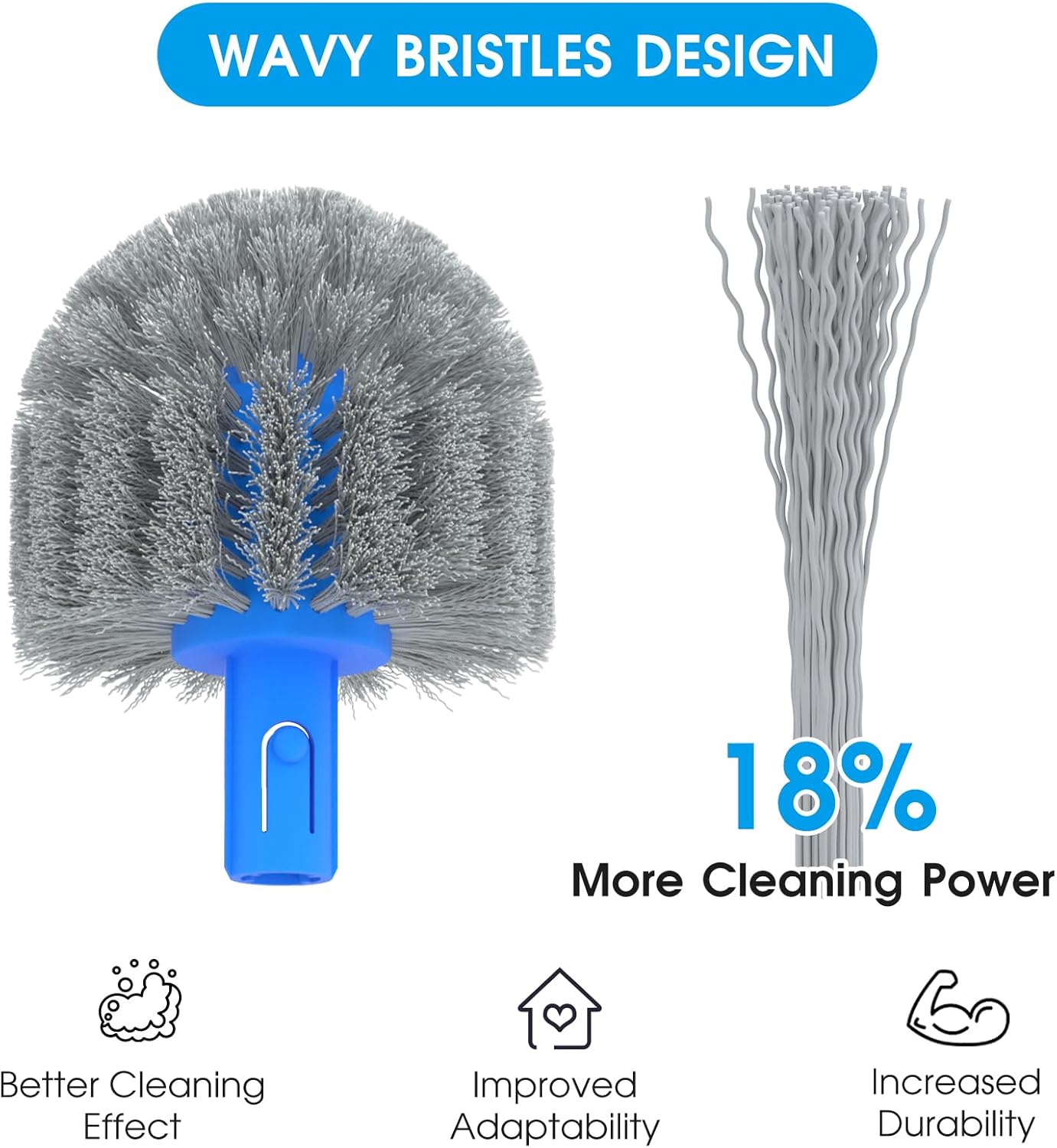 20'' 2 in 1 Pool Brush Head Cobweb Duster Heavy Duty Pool Cleaning Detachable Round Brush with EZ Clip & Wavy Nylon Bristles for Inground Pool & Above-Ground Pool (Without Pole) - Image 4