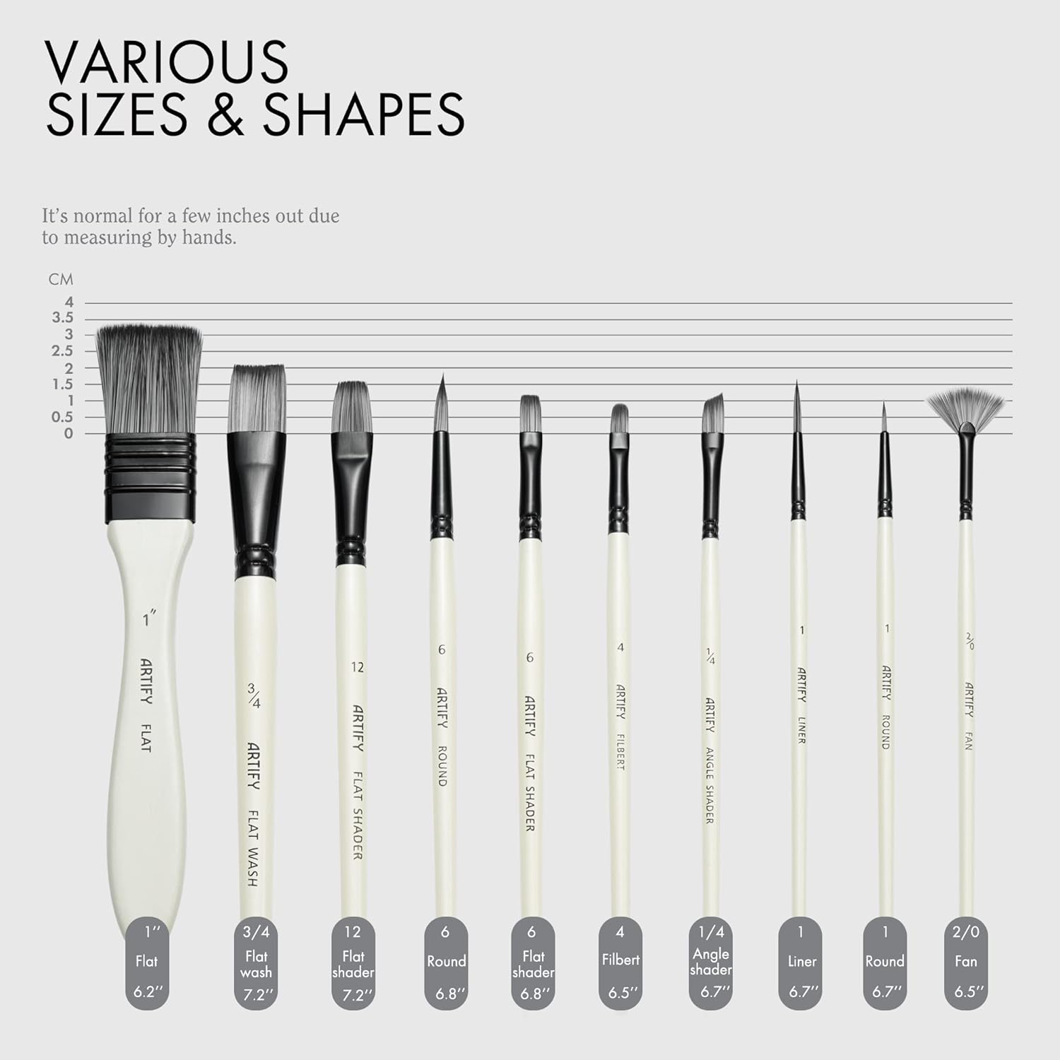 ARTIFY Paint Brush Set, 10 Pieces Paint Brushes for Acrylic Painting with case, Nylon Hair Brushes for Acrylic, Watercolor, Oil and Gouache Painting, White - Image 2